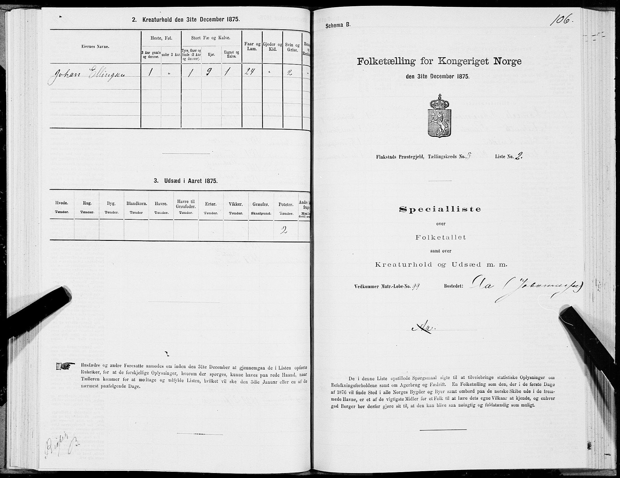 SAT, 1875 census for 1859P Flakstad, 1875, p. 2106