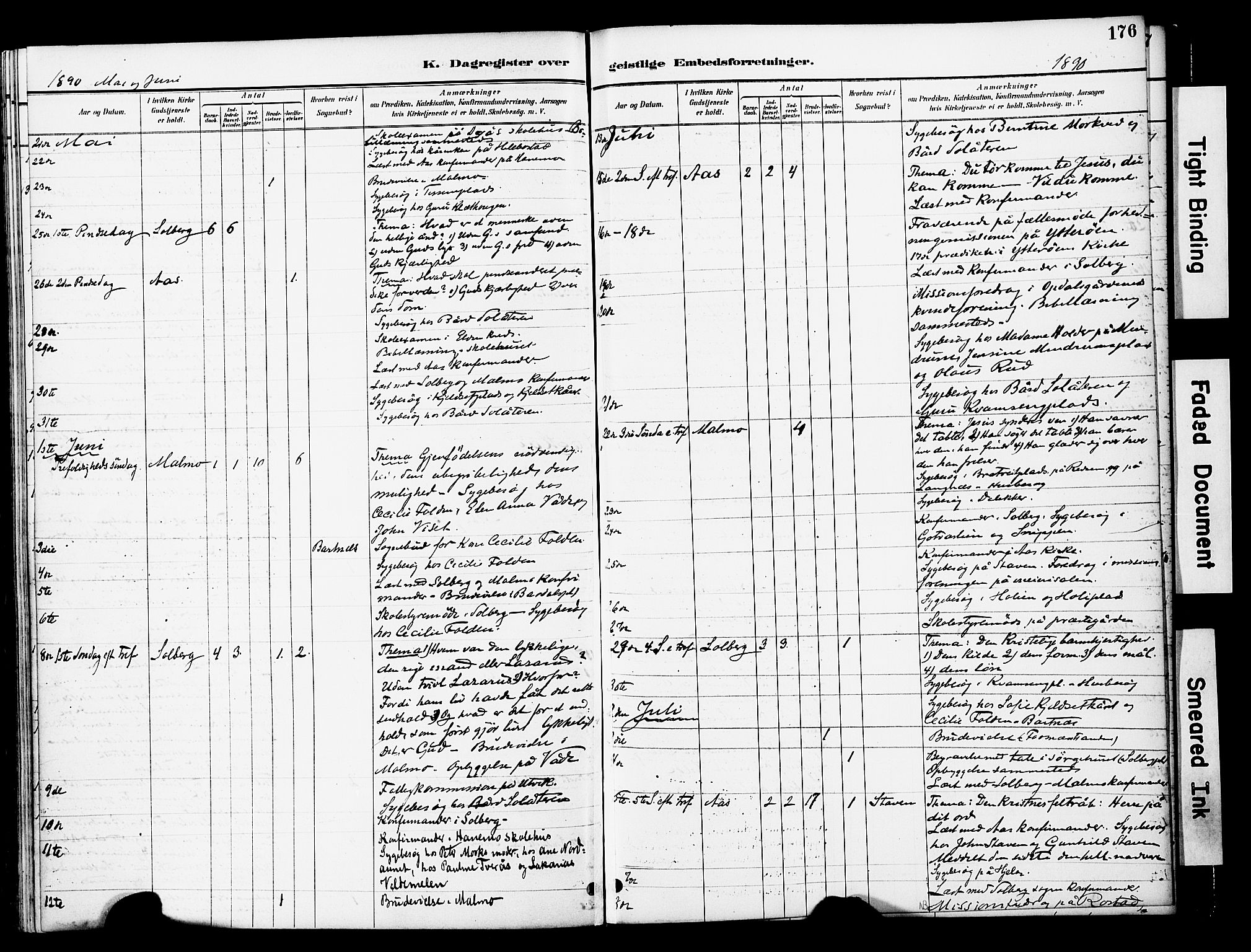 Ministerialprotokoller, klokkerbøker og fødselsregistre - Nord-Trøndelag, AV/SAT-A-1458/741/L0396: Parish register (official) no. 741A10, 1889-1901, p. 176