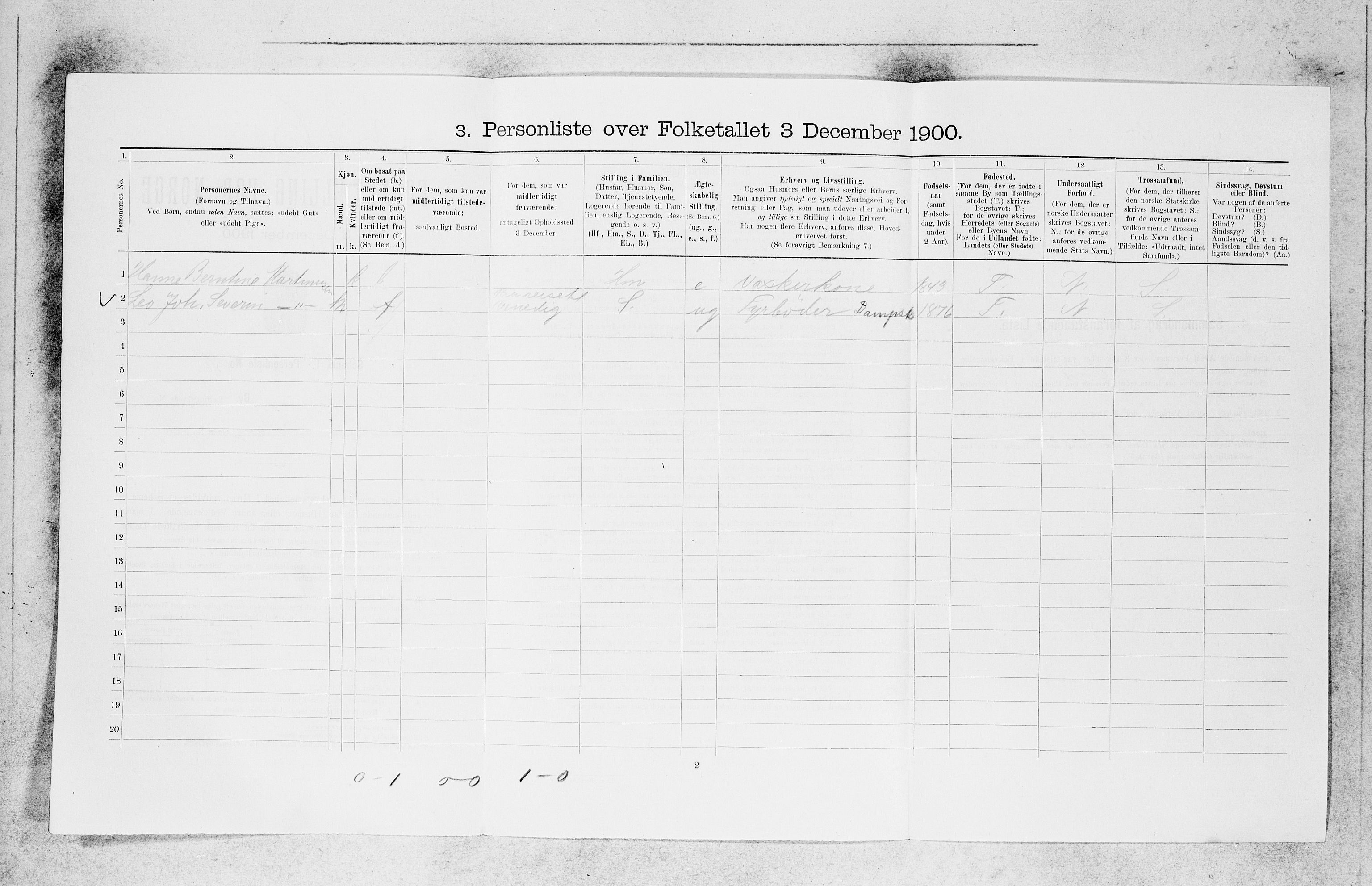 SAB, 1900 census for Bergen, 1900, p. 25023