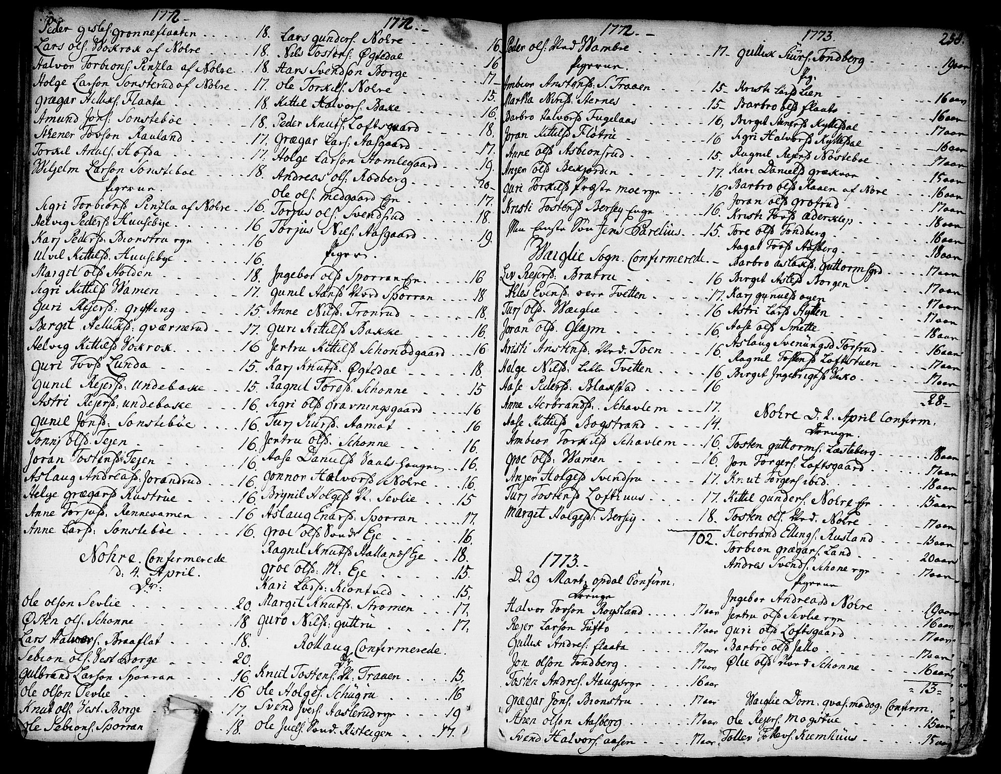 Rollag kirkebøker, SAKO/A-240/F/Fa/L0003: Parish register (official) no. I 3, 1743-1778, p. 258