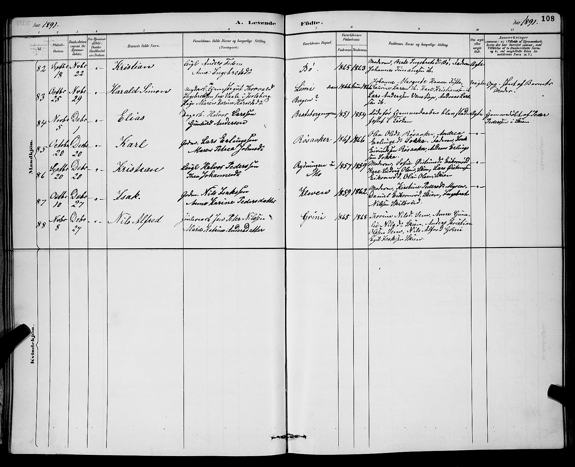 Gjerpen kirkebøker, SAKO/A-265/G/Ga/L0002: Parish register (copy) no. I 2, 1883-1900, p. 108