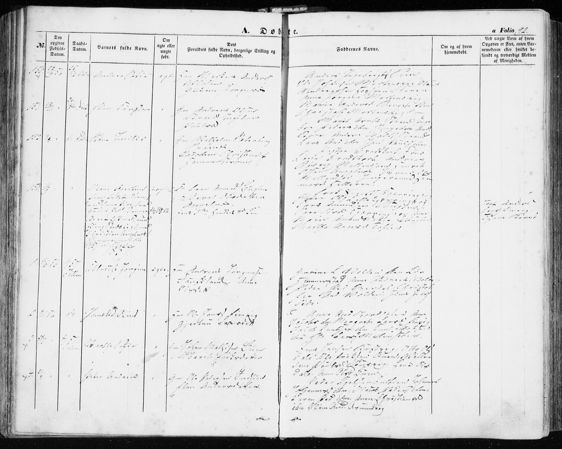 Ministerialprotokoller, klokkerbøker og fødselsregistre - Sør-Trøndelag, SAT/A-1456/634/L0530: Parish register (official) no. 634A06, 1852-1860, p. 92