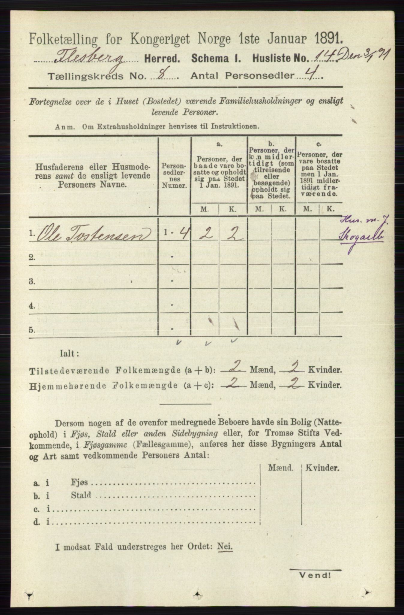 RA, 1891 census for 0631 Flesberg, 1891, p. 1349