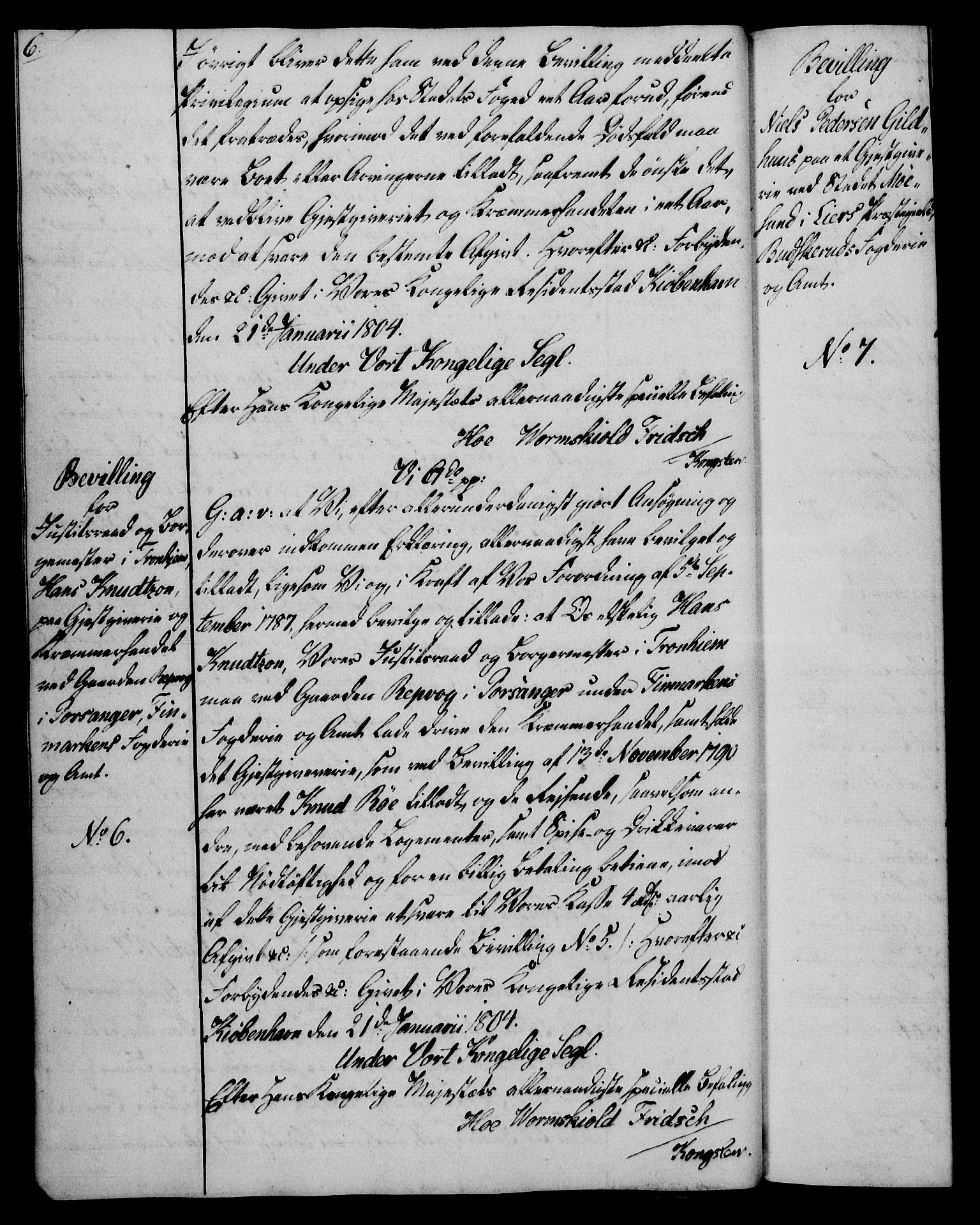 Rentekammeret, Kammerkanselliet, RA/EA-3111/G/Gg/Gga/L0018: Norsk ekspedisjonsprotokoll med register (merket RK 53.18), 1804-1806, p. 6