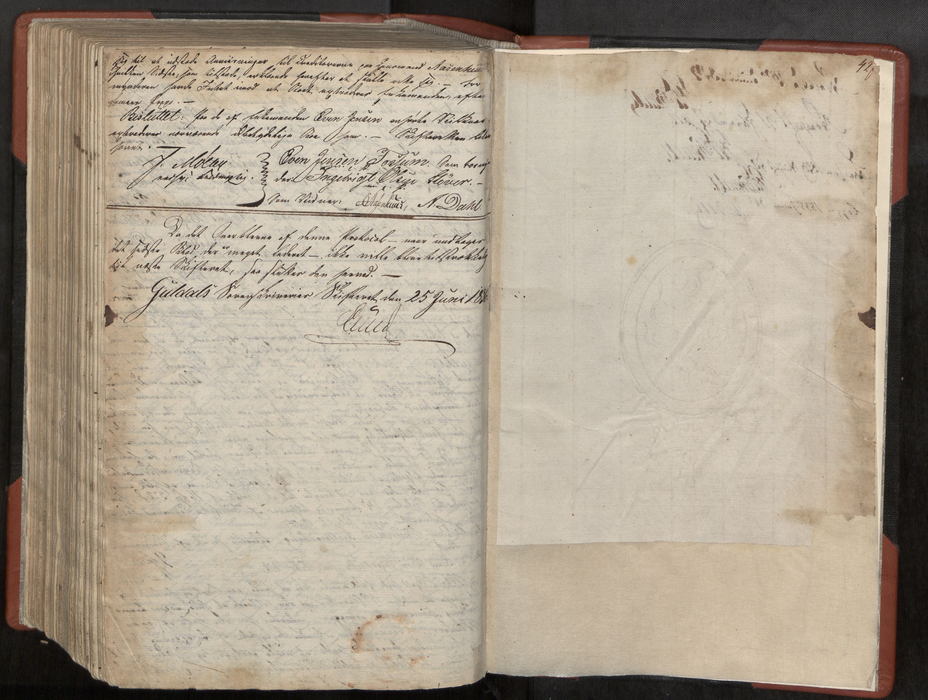 Gauldal sorenskriveri, AV/SAT-A-0014/1/3/3B/L0002: Skiftebehandlingsprotokoll, 1823-1836, p. 427