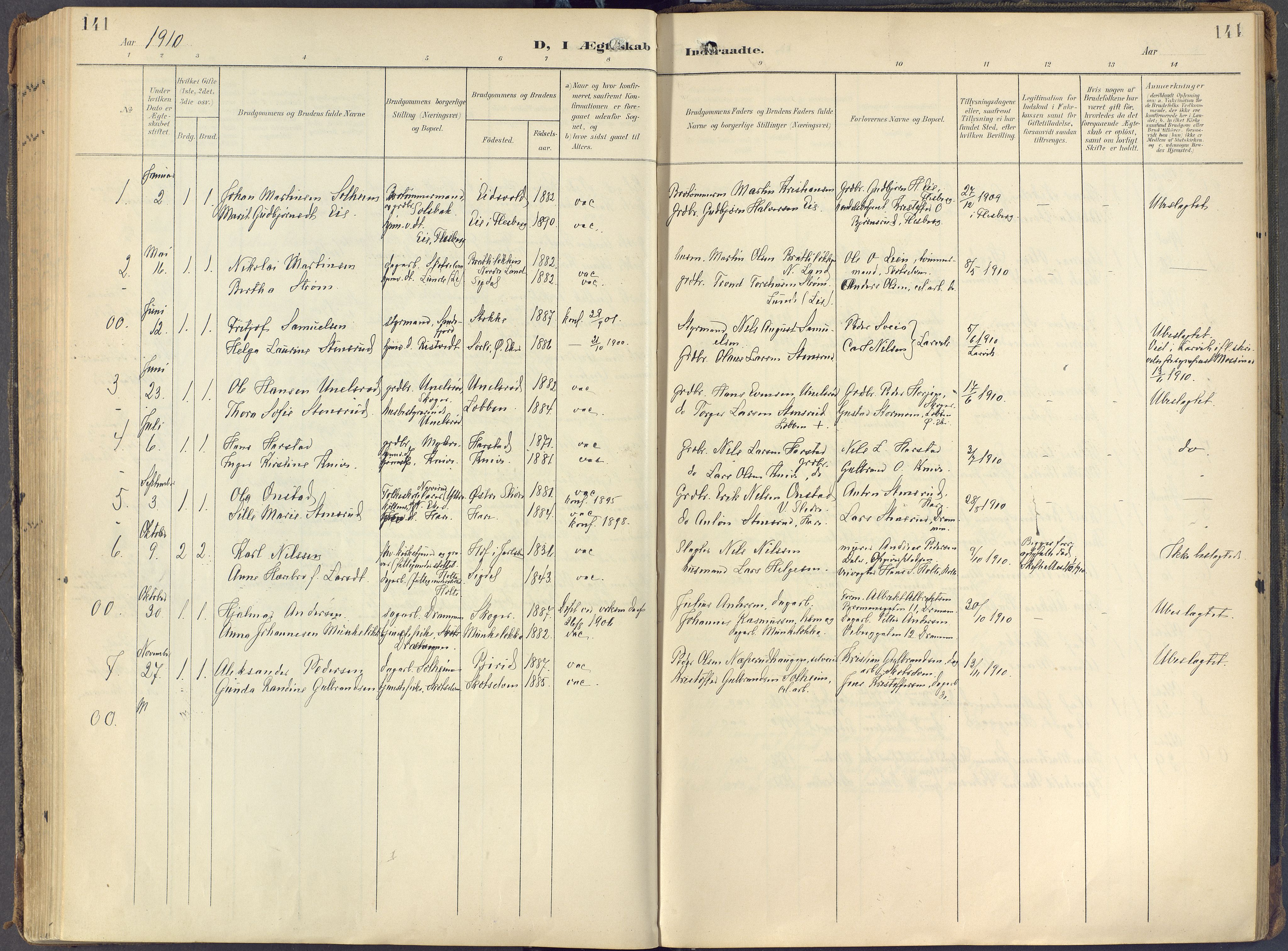 Eiker kirkebøker, AV/SAKO-A-4/F/Fc/L0004: Parish register (official) no. III 4, 1900-1919, p. 141