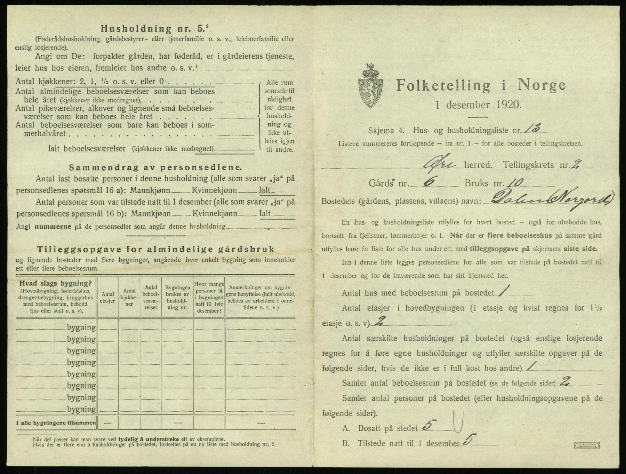 SAT, 1920 census for Øre, 1920, p. 197