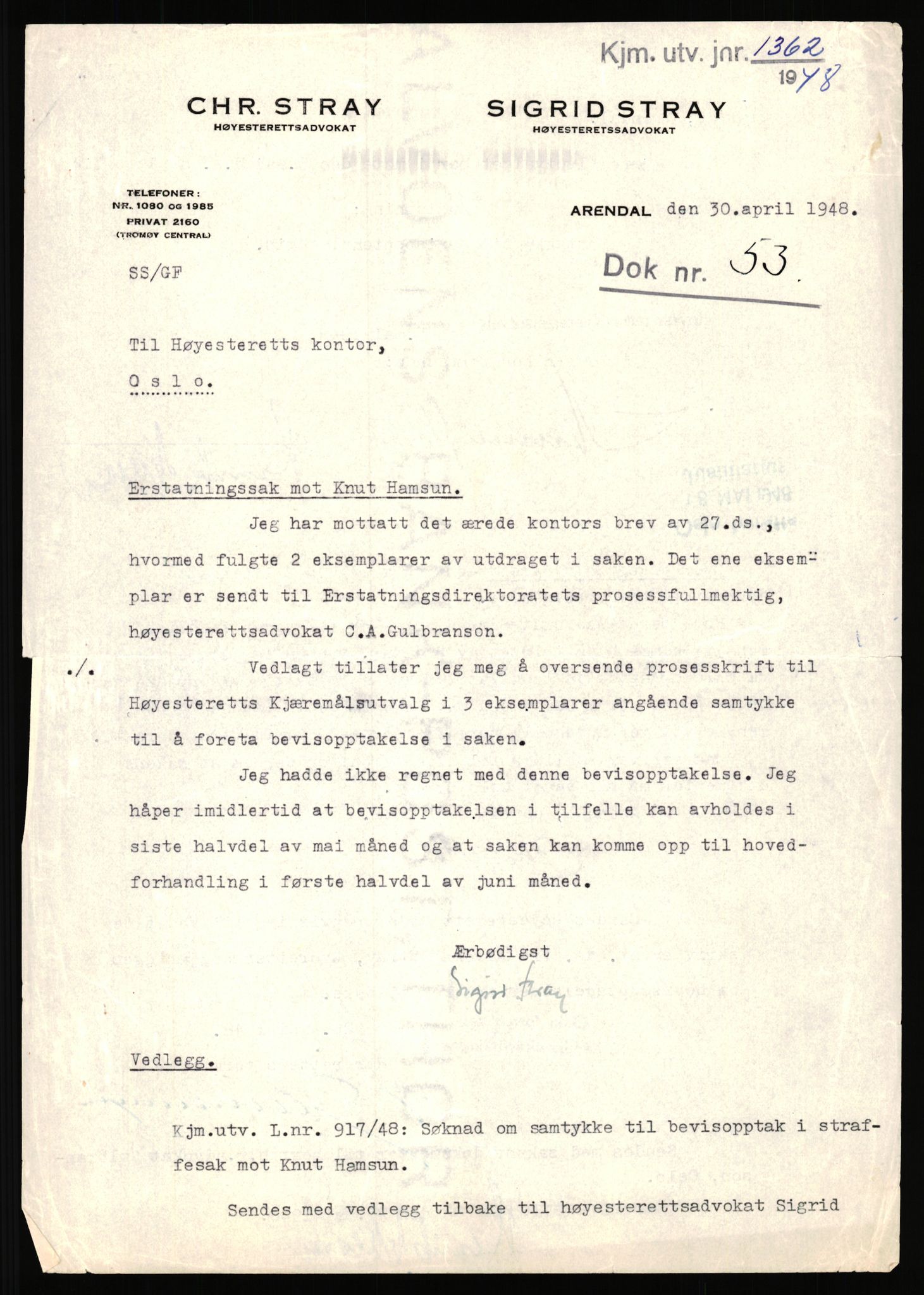 Landssvikarkivet, Arendal politikammer, AV/RA-S-3138-25/D/Dc, 1945-1951, p. 592