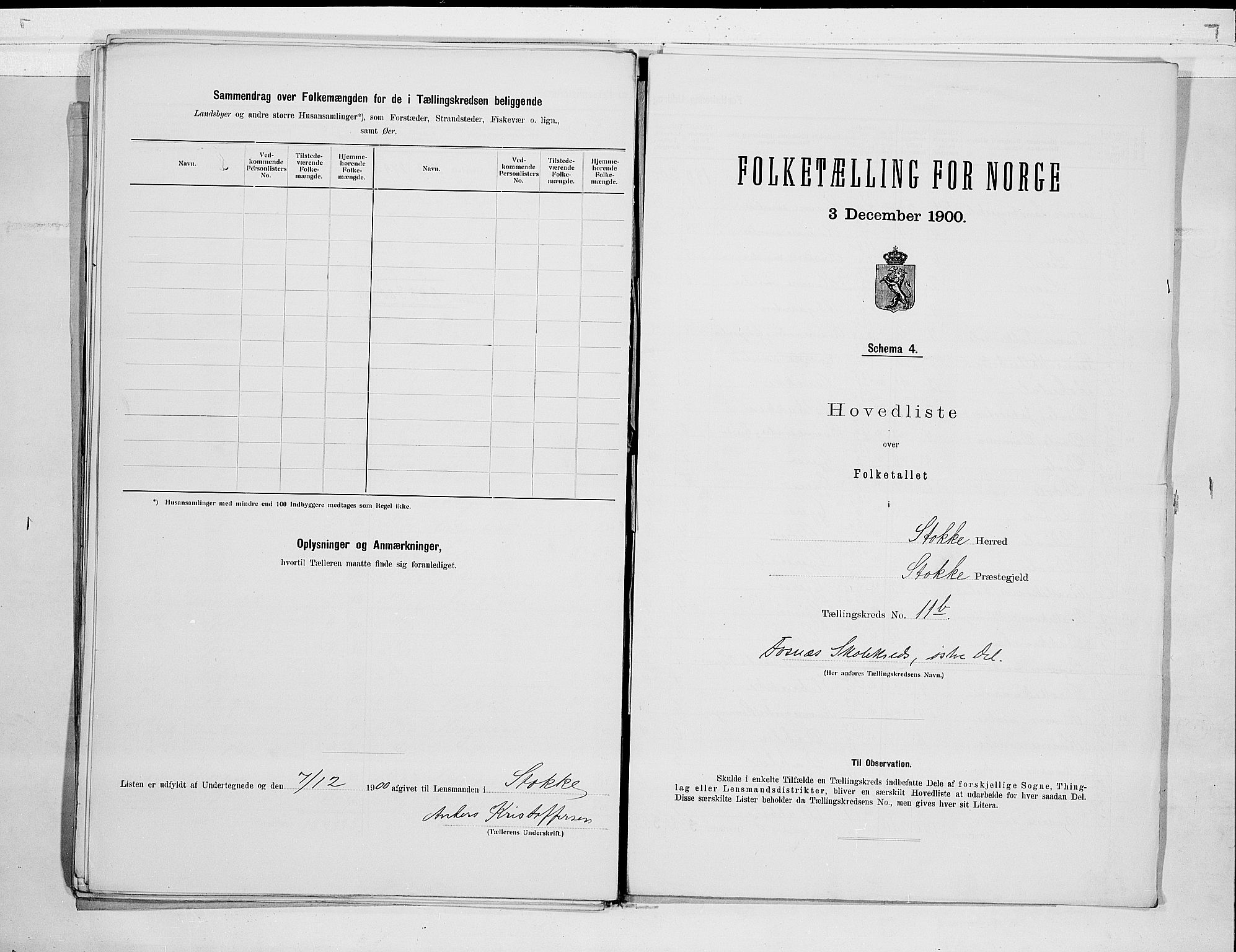 RA, 1900 census for Stokke, 1900, p. 36