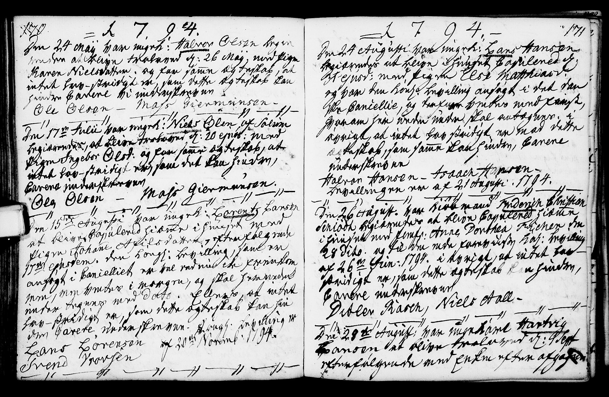 Porsgrunn kirkebøker , SAKO/A-104/F/Fa/L0003: Parish register (official) no. 3, 1764-1814, p. 170-171
