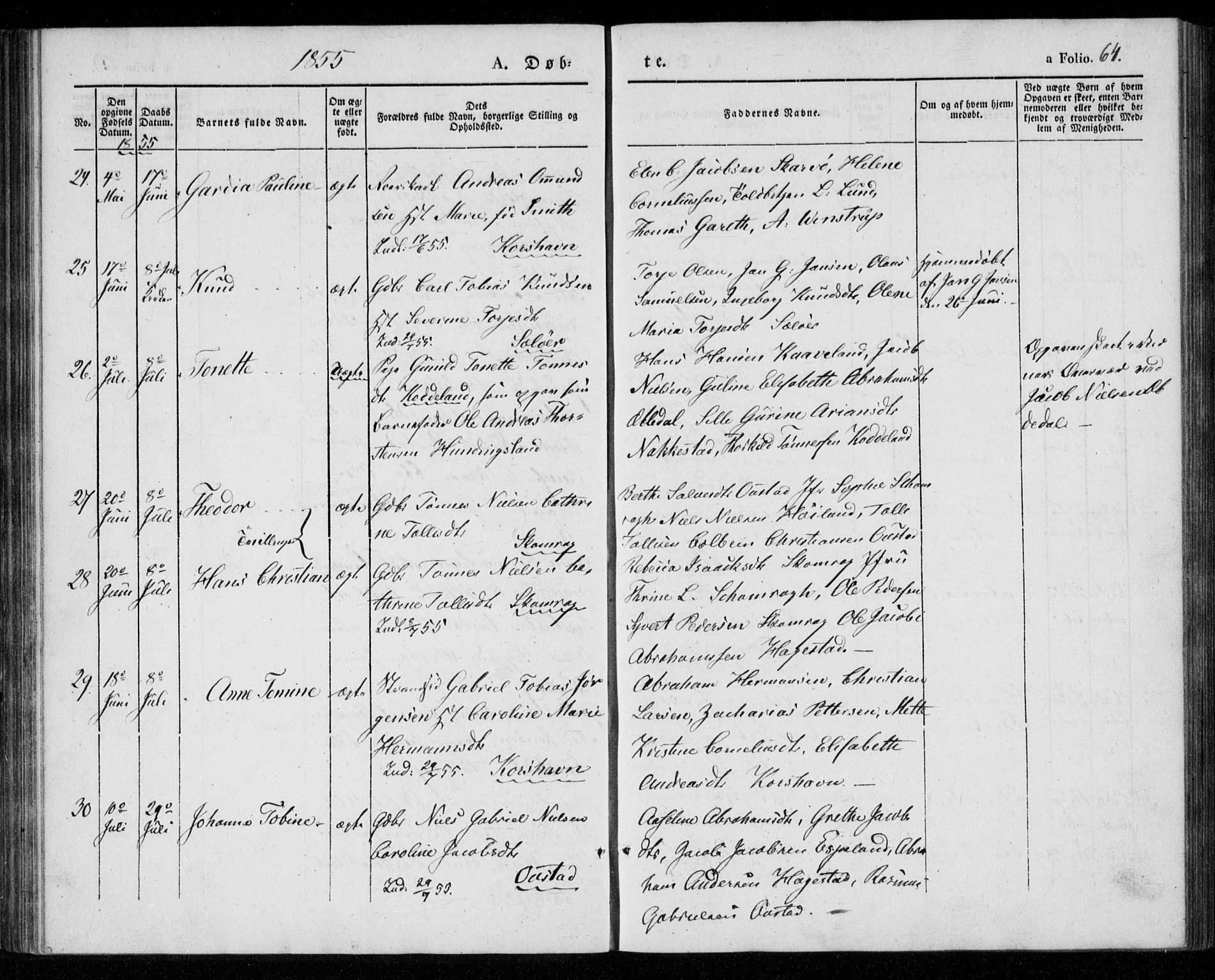 Lyngdal sokneprestkontor, AV/SAK-1111-0029/F/Fa/Faa/L0001: Parish register (official) no. A 1, 1837-1857, p. 64