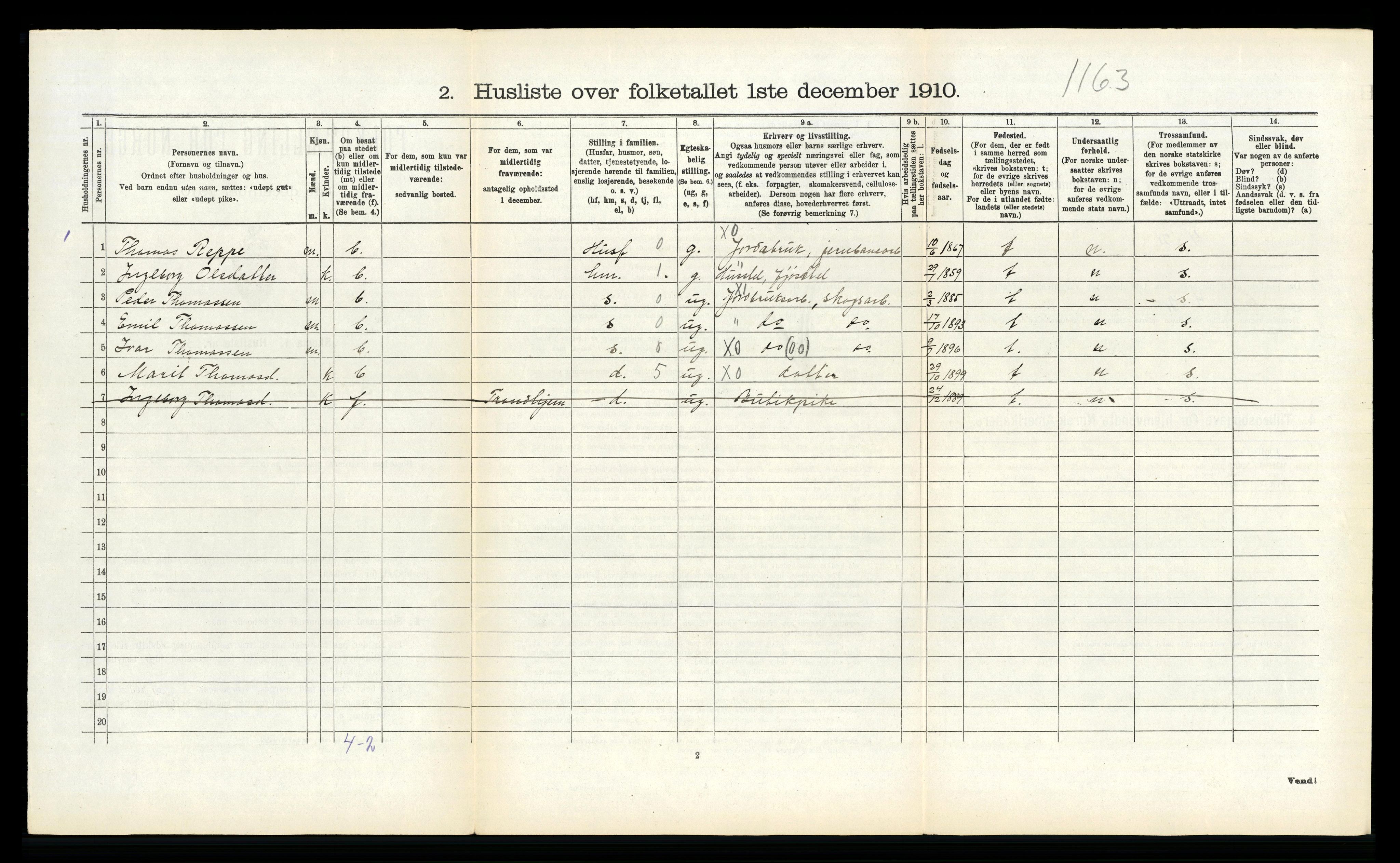 RA, 1910 census for Singsås, 1910, p. 417