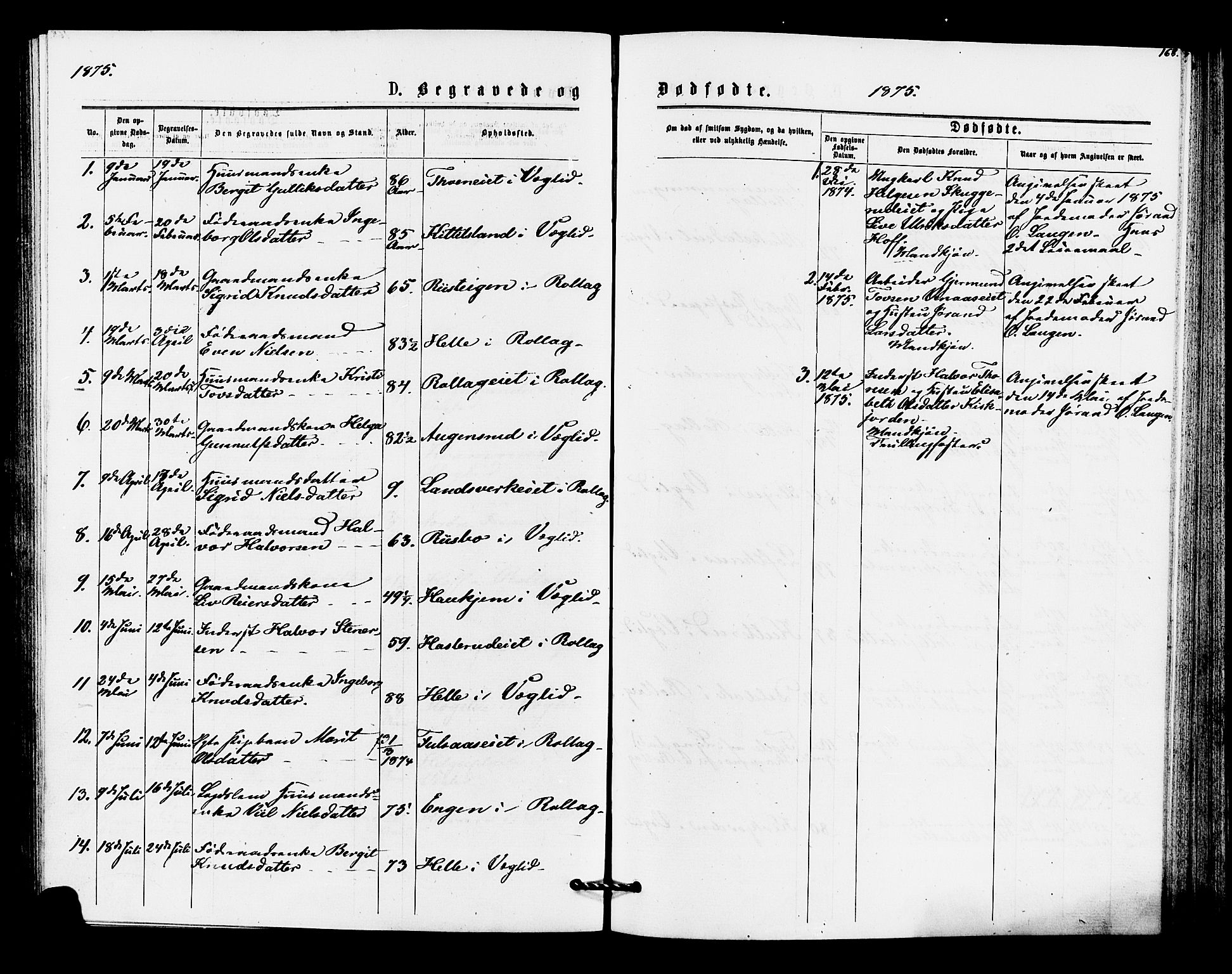 Rollag kirkebøker, SAKO/A-240/F/Fa/L0010: Parish register (official) no. I 10, 1874-1877, p. 168