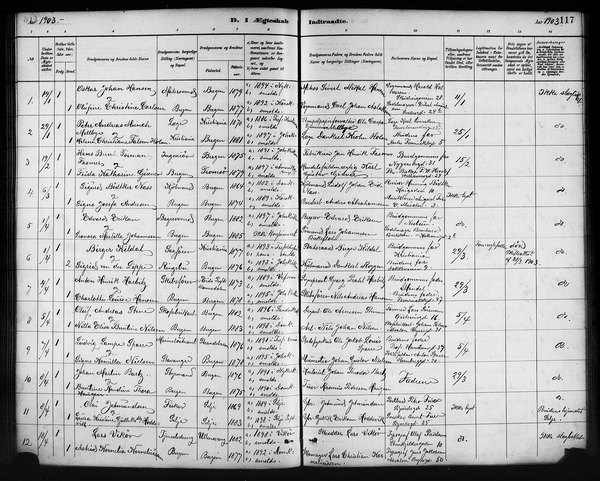 Johanneskirken sokneprestembete, AV/SAB-A-76001/H/Hab: Parish register (copy) no. C 1, 1885-1912, p. 117