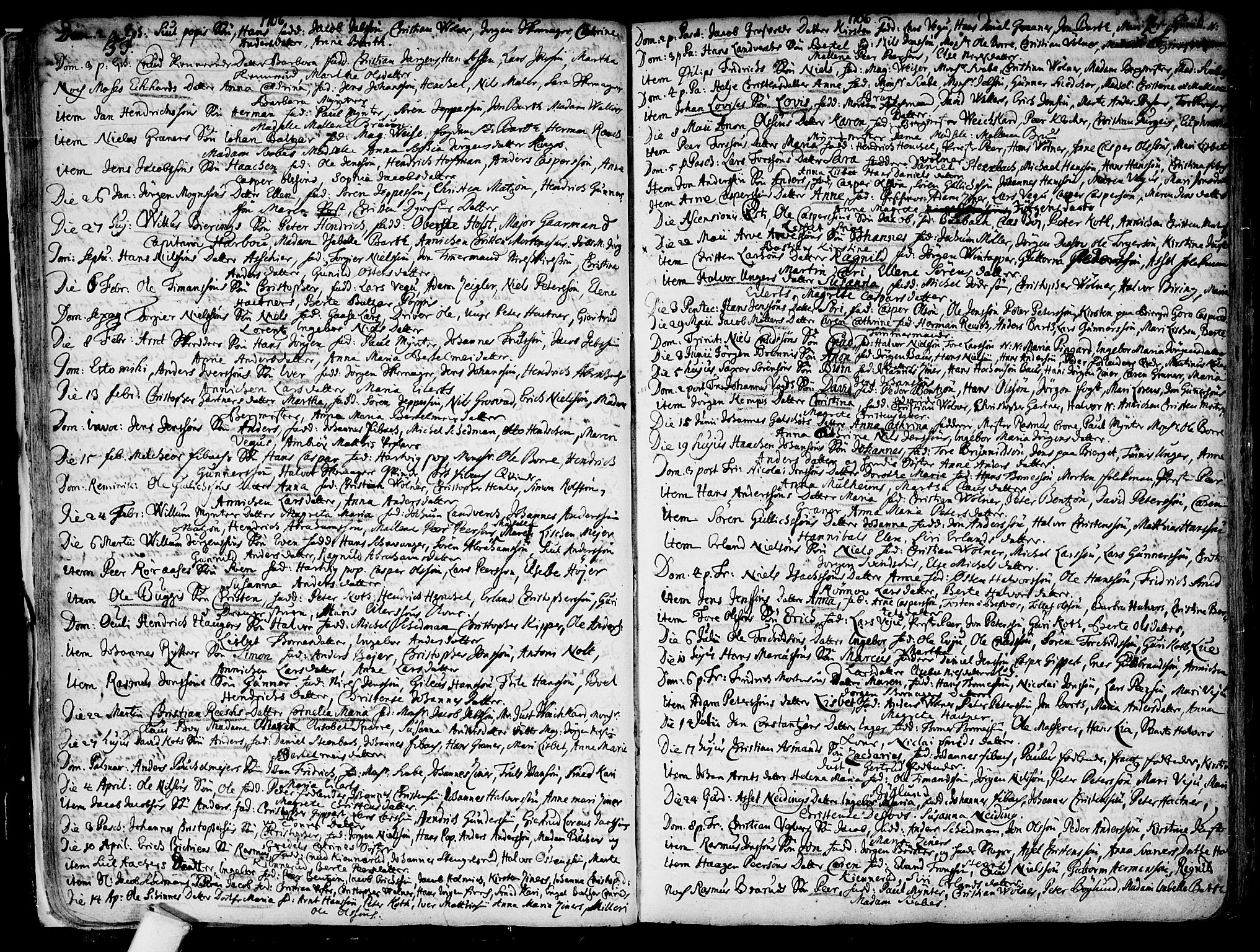 Kongsberg kirkebøker, SAKO/A-22/F/Fa/L0001: Parish register (official) no. I 1, 1696-1720, p. 53-54