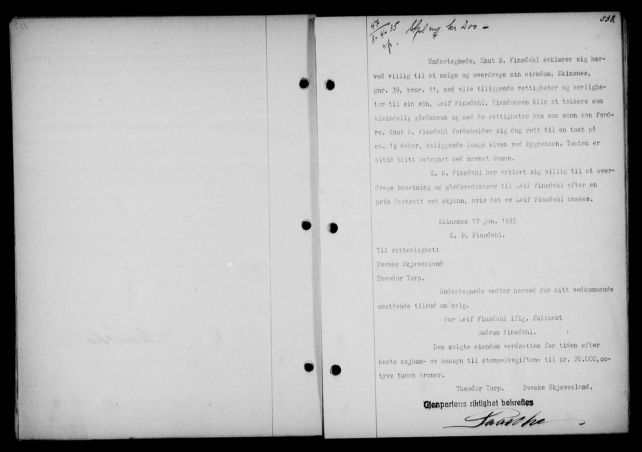 Mandal sorenskriveri, SAK/1221-0005/001/G/Gb/Gba/L0068: Mortgage book no. A-5, 1934-1935, Deed date: 08.04.1935