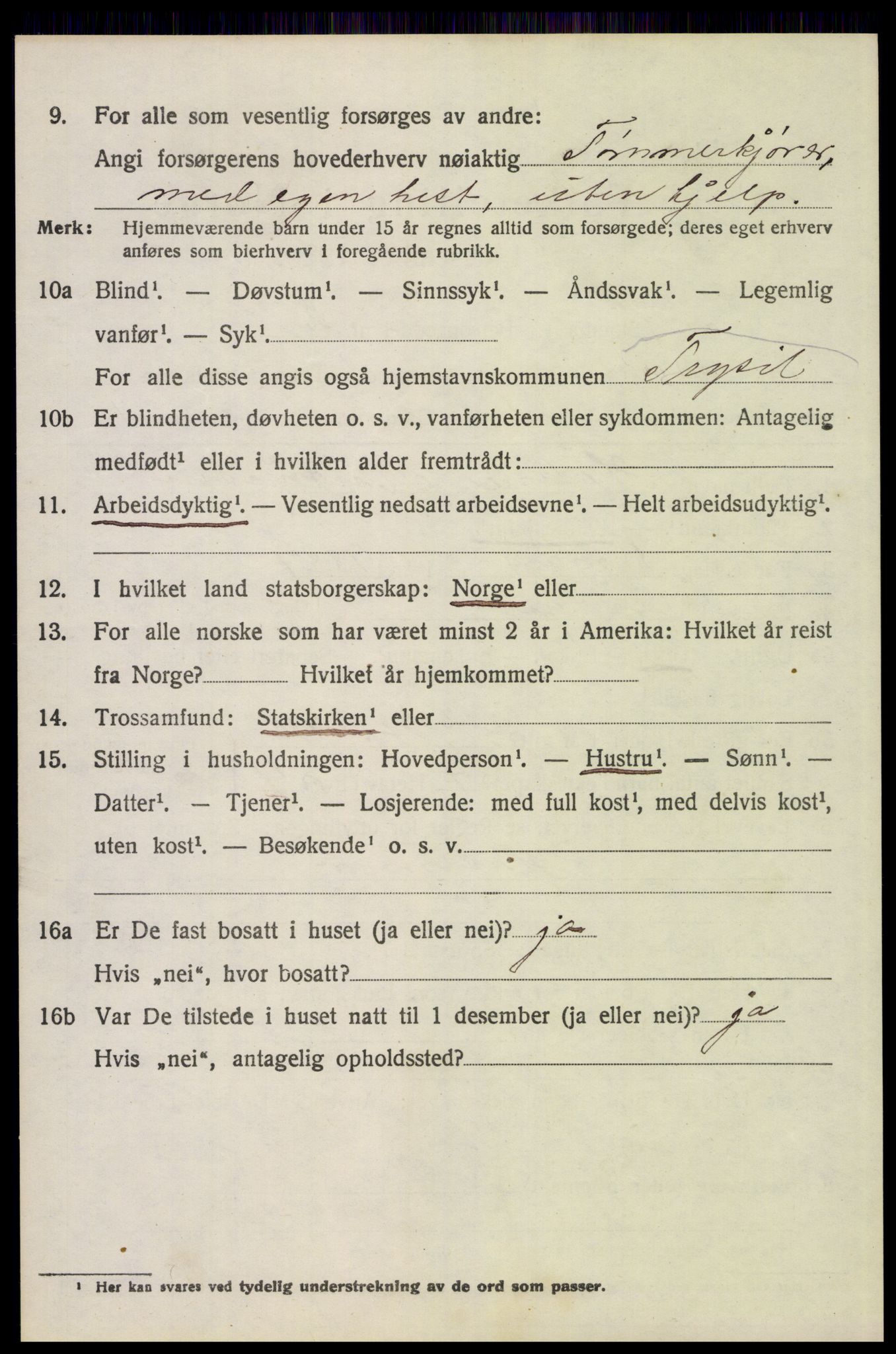 SAH, 1920 census for Trysil, 1920, p. 8788