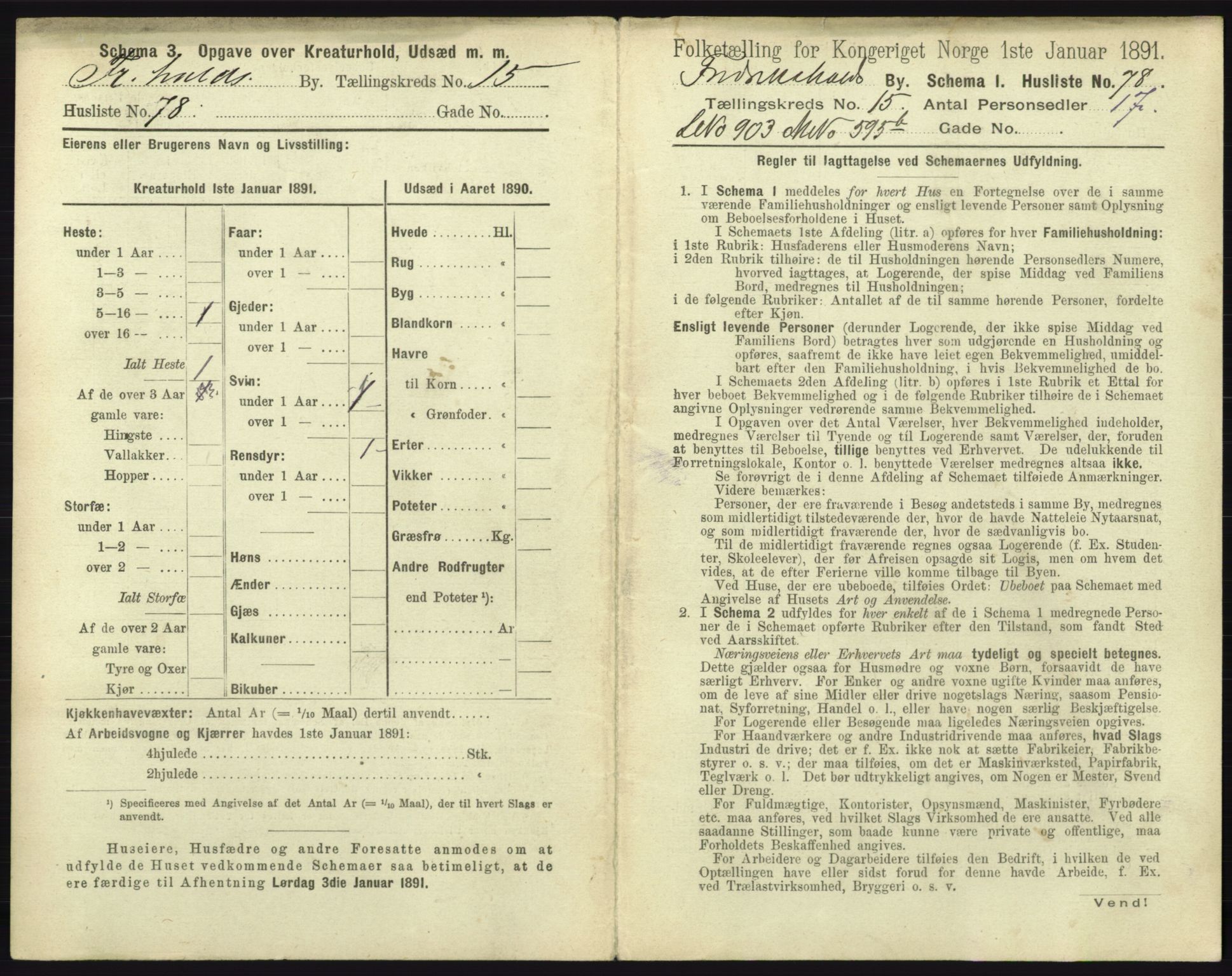 RA, 1891 census for 0101 Fredrikshald, 1891, p. 1468