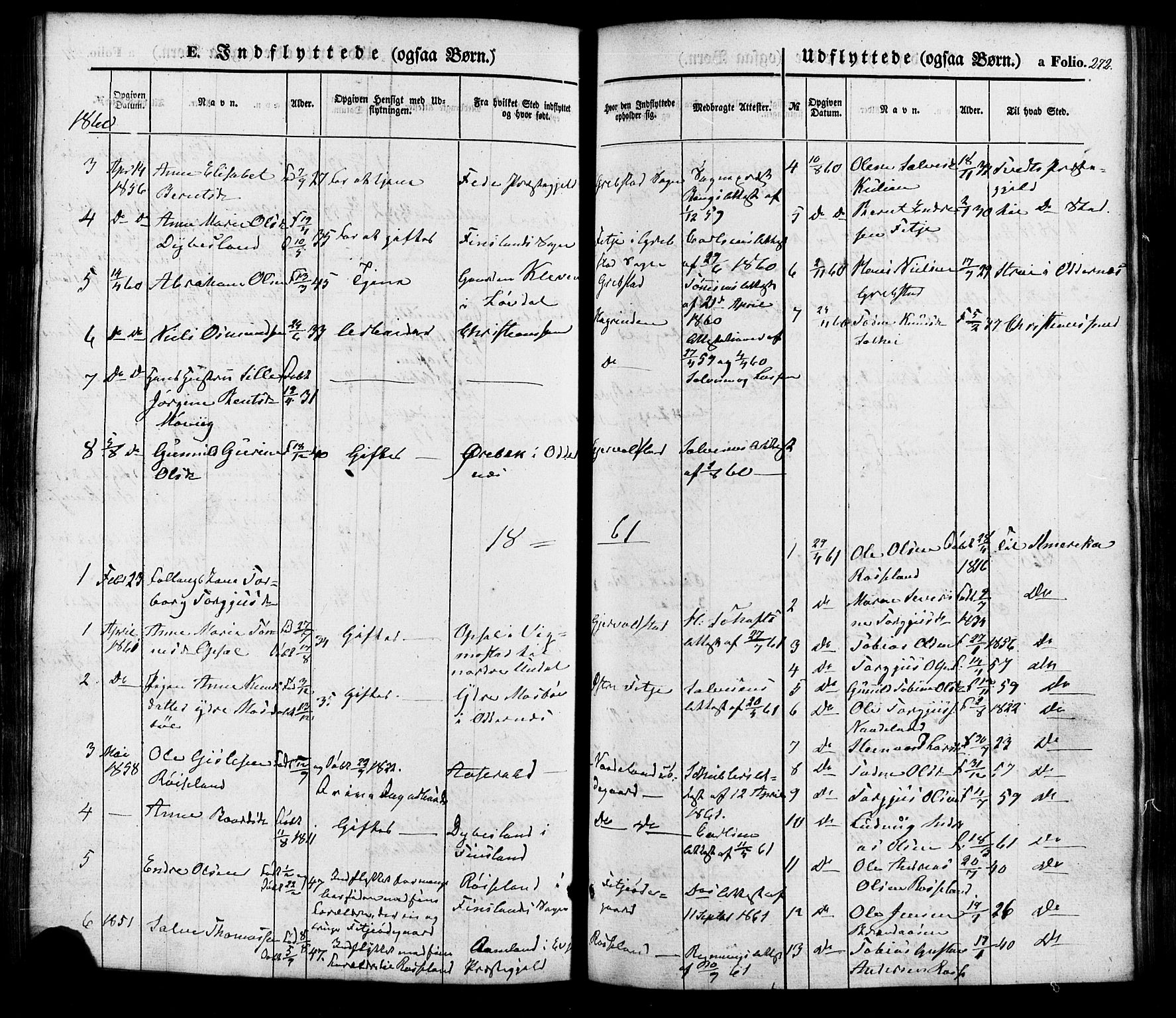 Søgne sokneprestkontor, SAK/1111-0037/F/Fa/Faa/L0002: Parish register (official) no. A 2, 1854-1882, p. 272