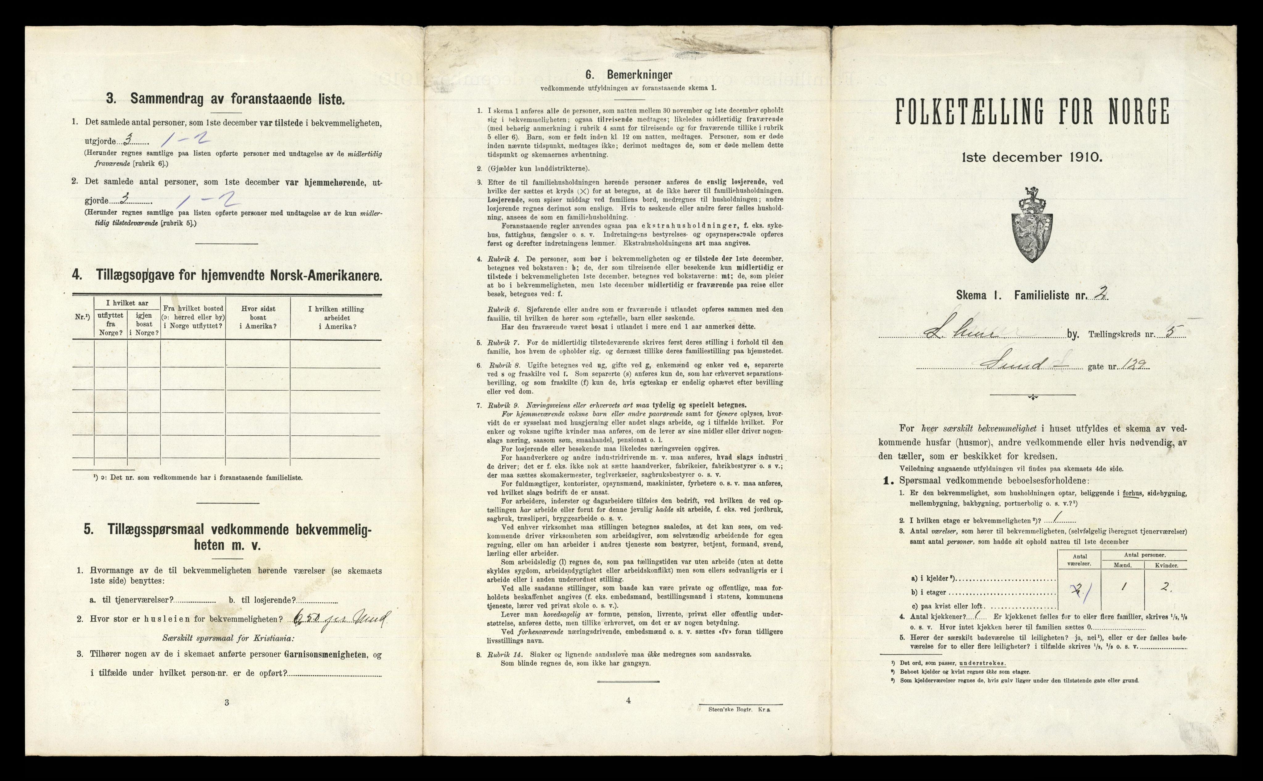 RA, 1910 census for Lillehammer, 1910, p. 2217