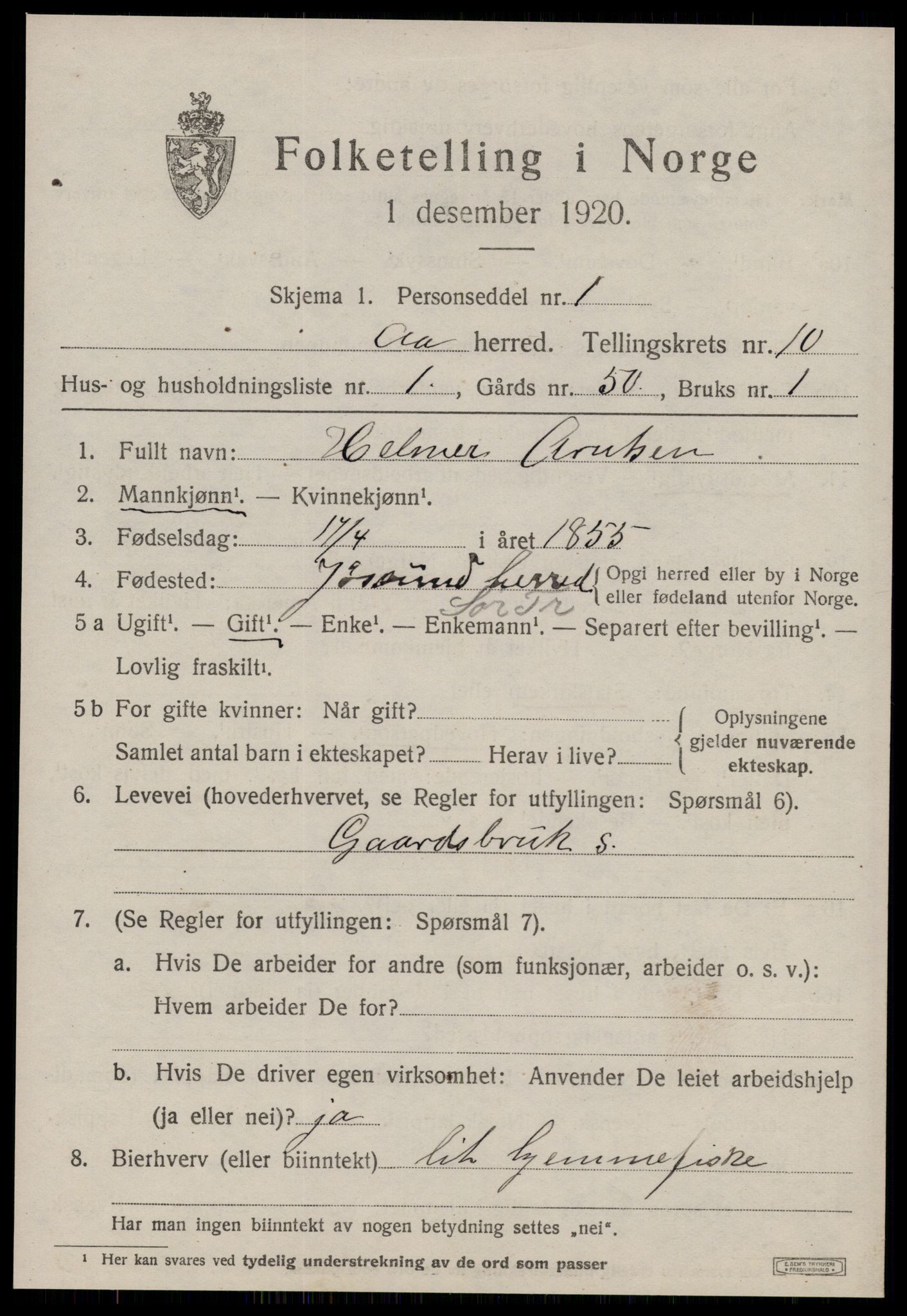 SAT, 1920 census for Å, 1920, p. 4008