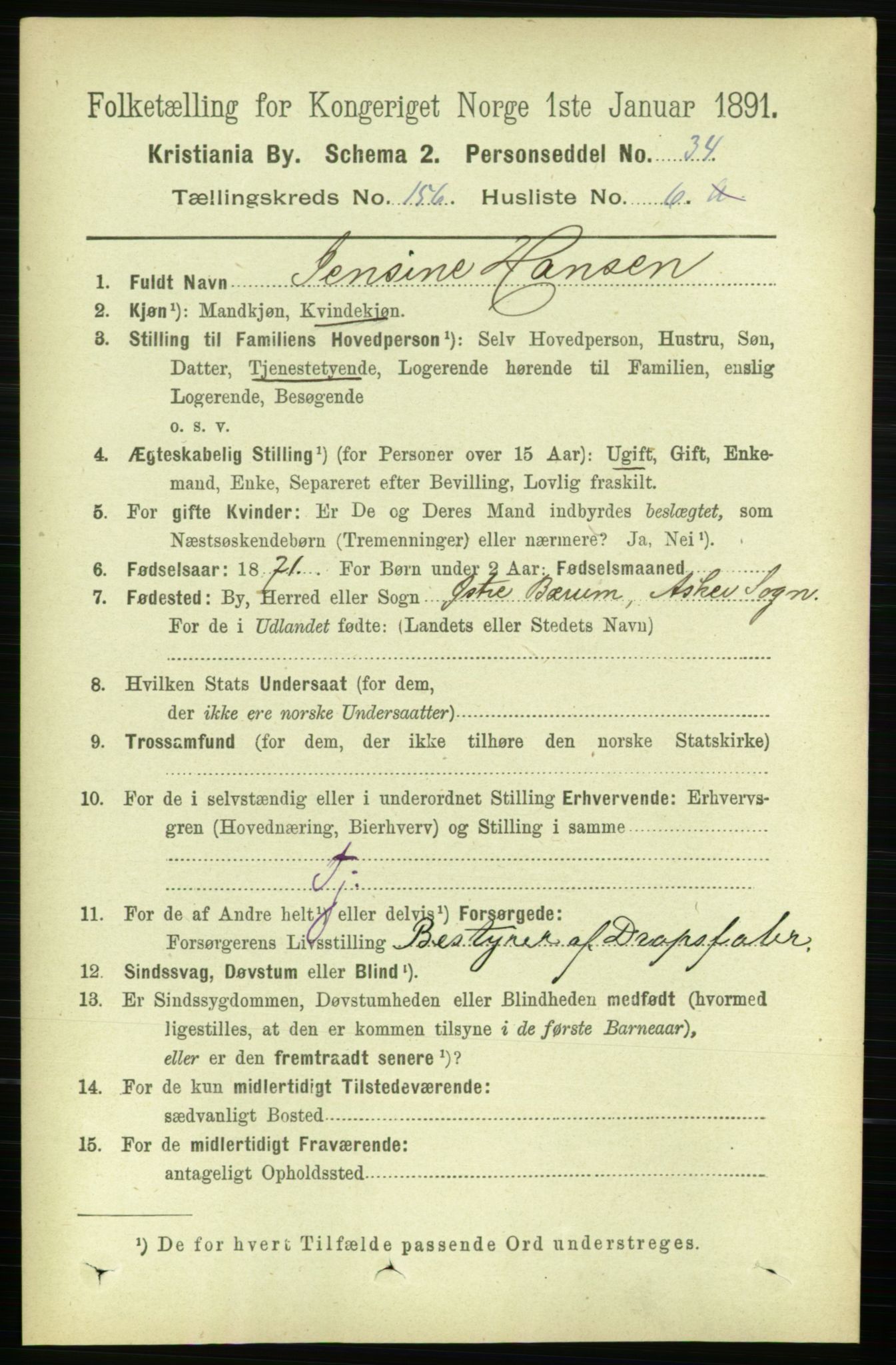 RA, 1891 census for 0301 Kristiania, 1891, p. 88766