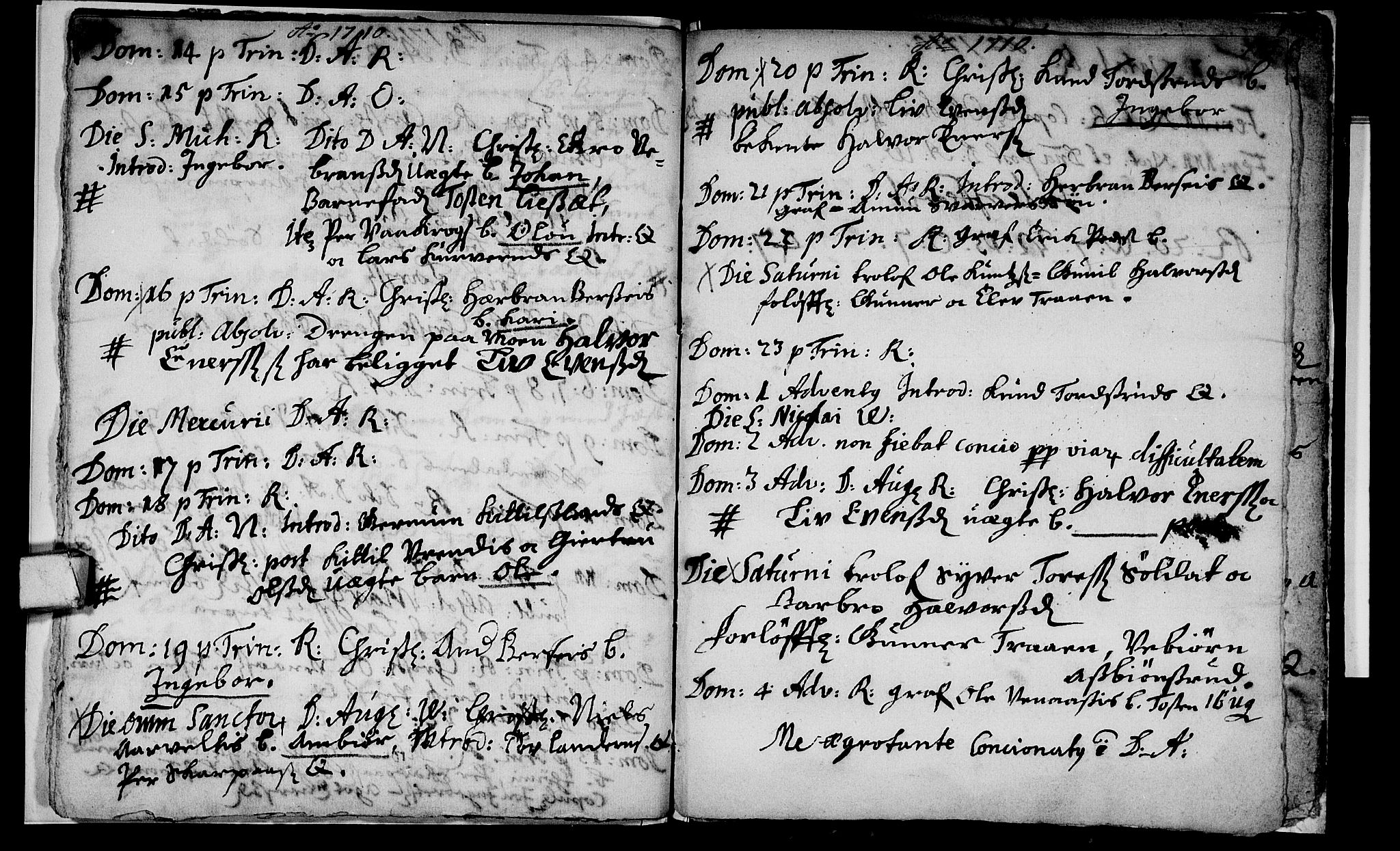 Rollag kirkebøker, AV/SAKO-A-240/F/Fa/L0001: Parish register (official) no. I 1, 1708-1712, p. 172-173