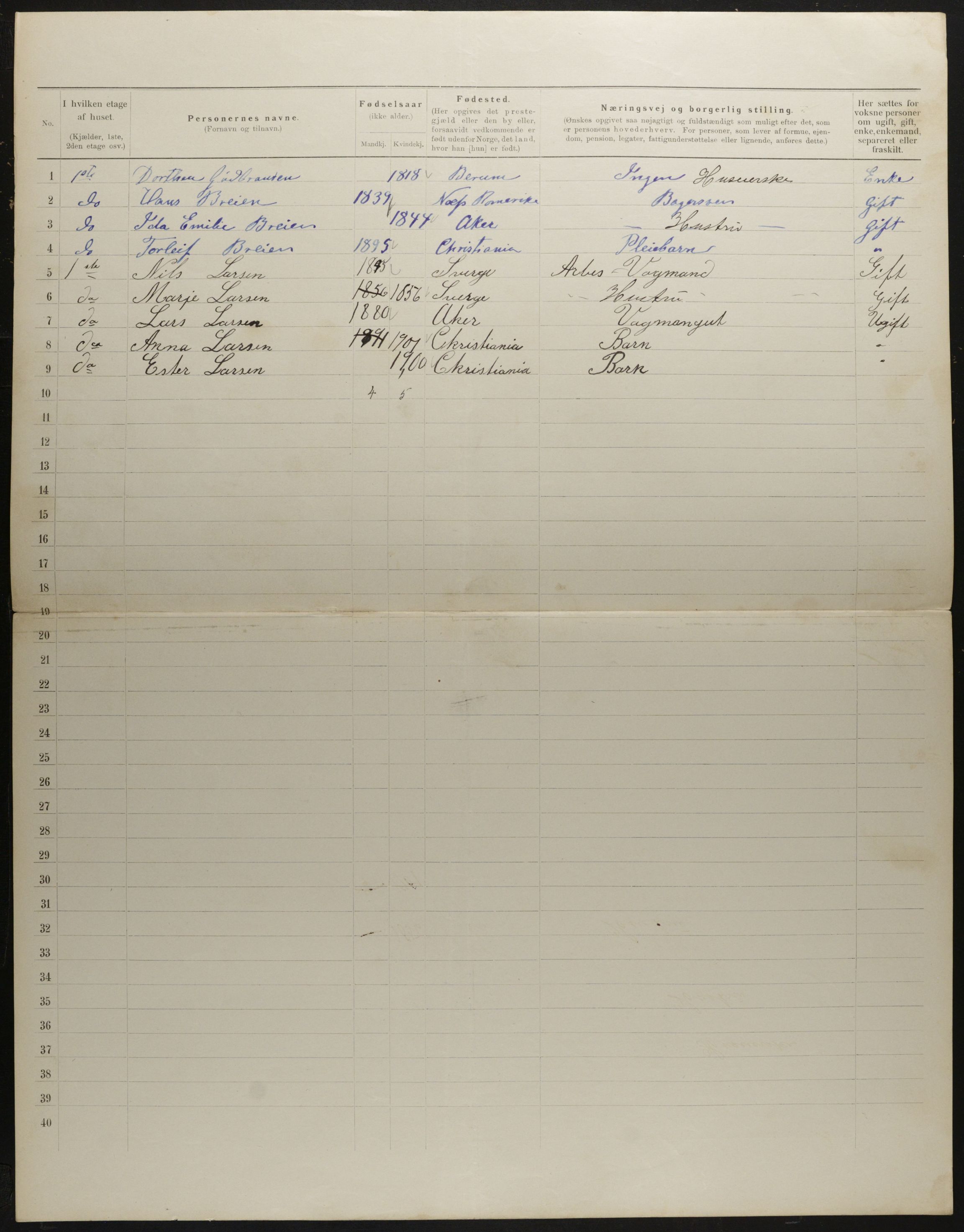 OBA, Municipal Census 1901 for Kristiania, 1901, p. 2458