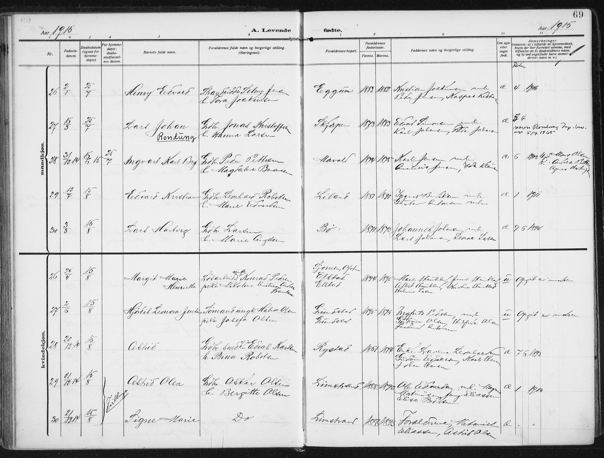 Ministerialprotokoller, klokkerbøker og fødselsregistre - Nordland, AV/SAT-A-1459/880/L1135: Parish register (official) no. 880A09, 1908-1919, p. 69