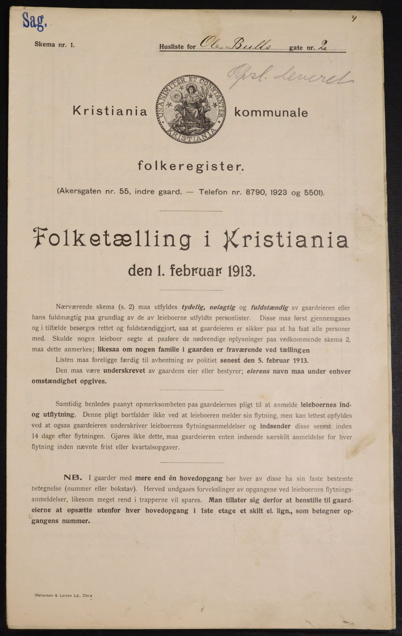 OBA, Municipal Census 1913 for Kristiania, 1913, p. 75544