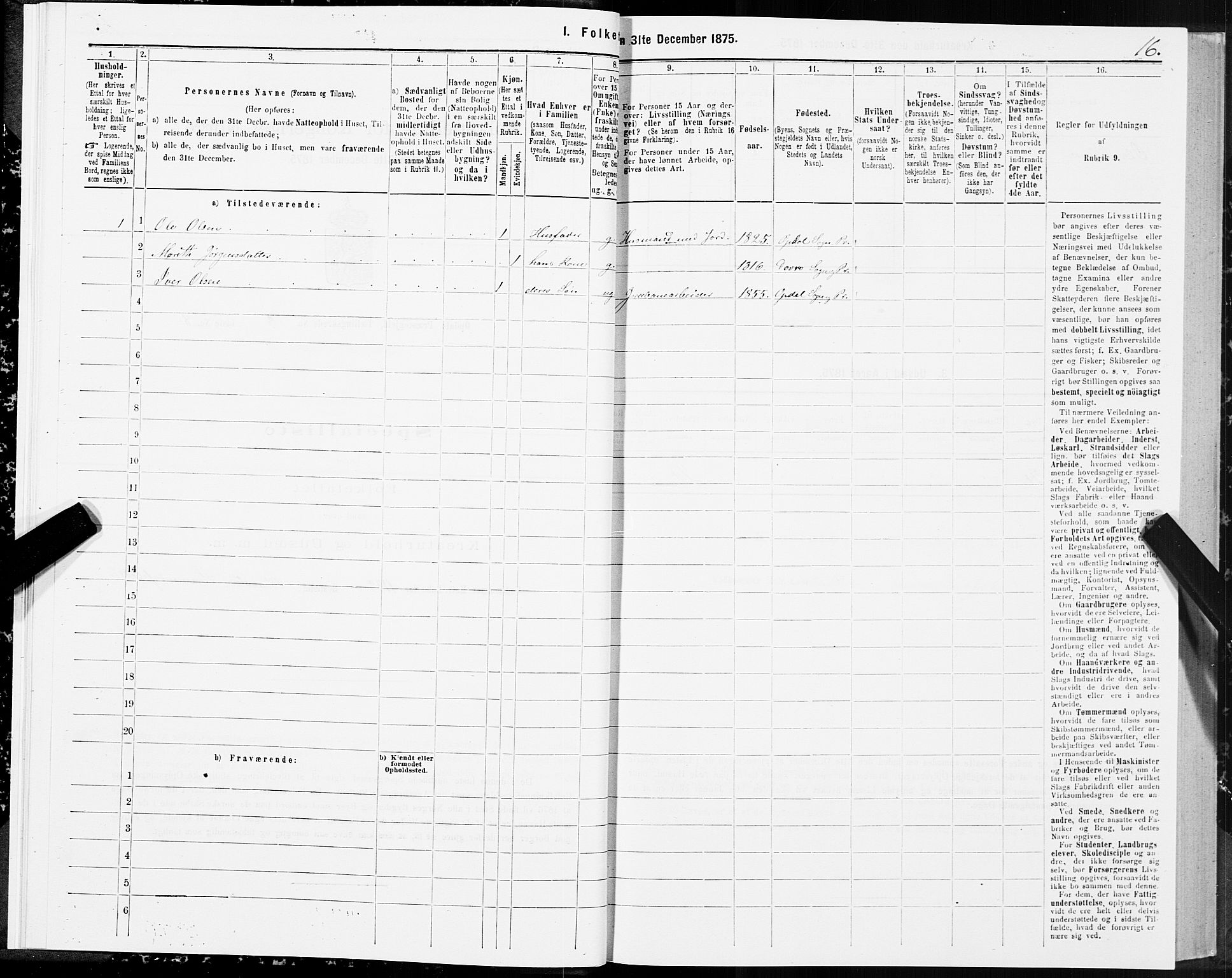 SAT, 1875 census for 1634P Oppdal, 1875, p. 5016