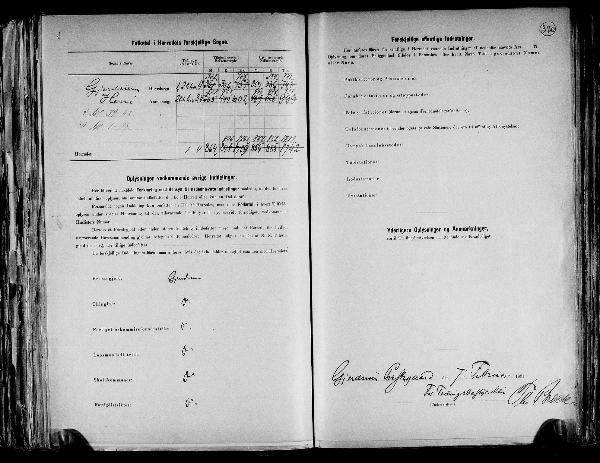 RA, 1891 census for 0234 Gjerdrum, 1891, p. 3