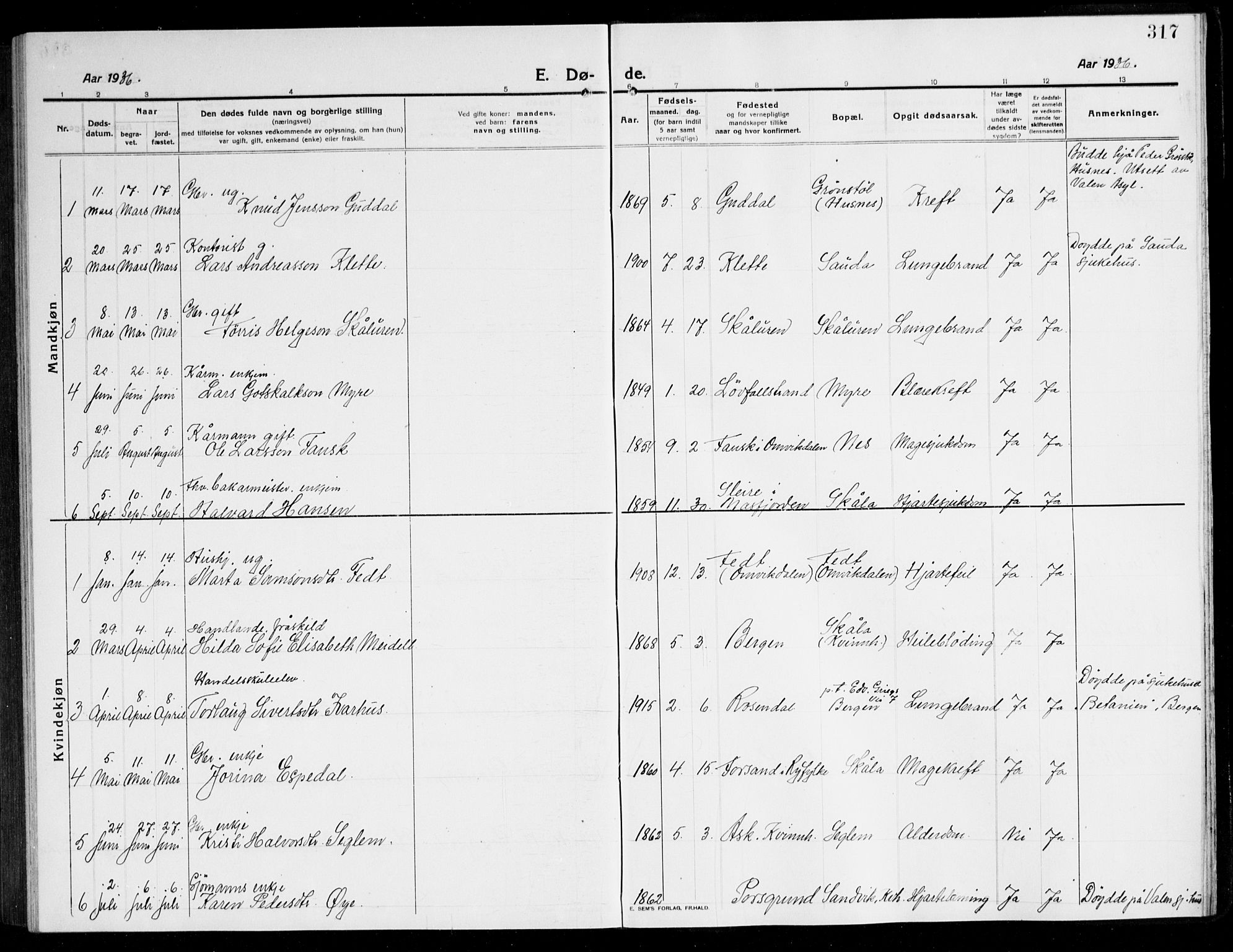 Kvinnherad sokneprestembete, SAB/A-76401/H/Hab: Parish register (copy) no. A 3, 1911-1945, p. 317