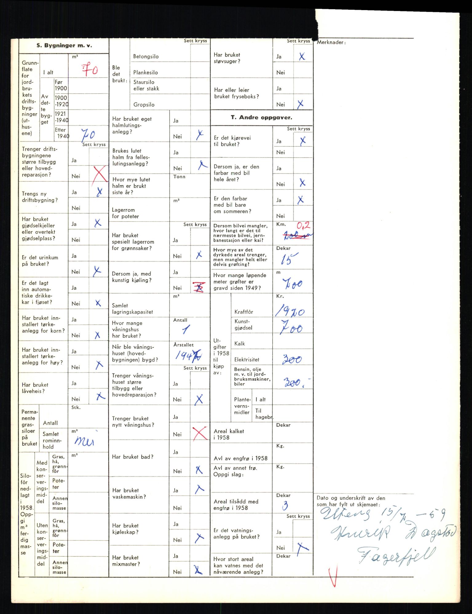 Statistisk sentralbyrå, Næringsøkonomiske emner, Jordbruk, skogbruk, jakt, fiske og fangst, AV/RA-S-2234/G/Gd/L0655: Troms: 1924 Målselv (kl. 4-10), 1959, p. 2206