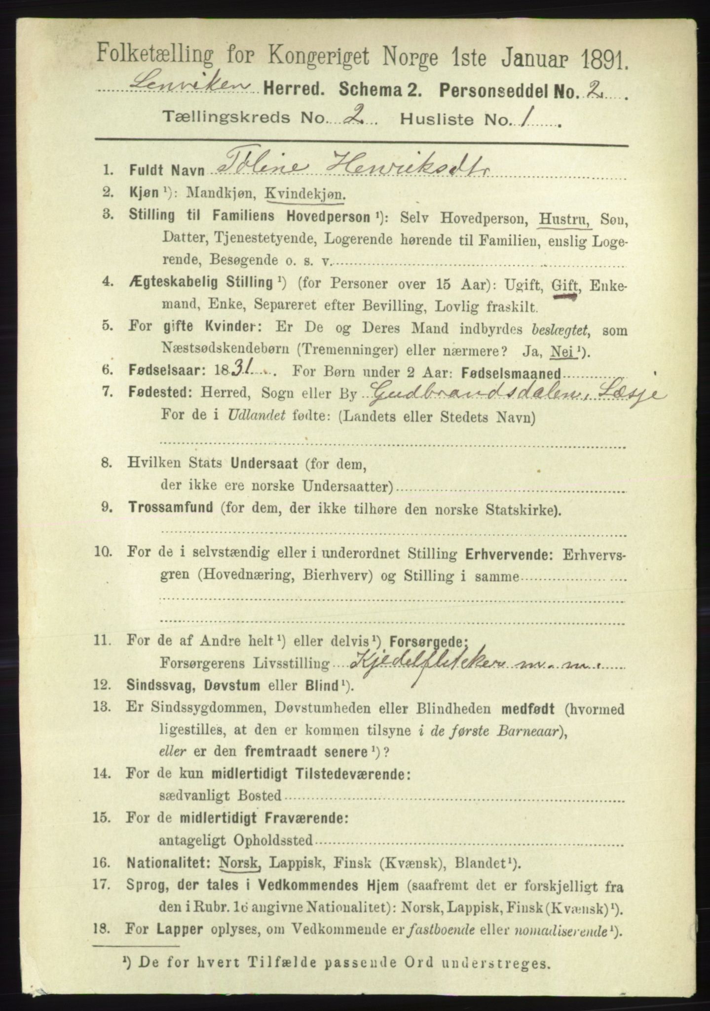 RA, 1891 census for 1931 Lenvik, 1891, p. 779