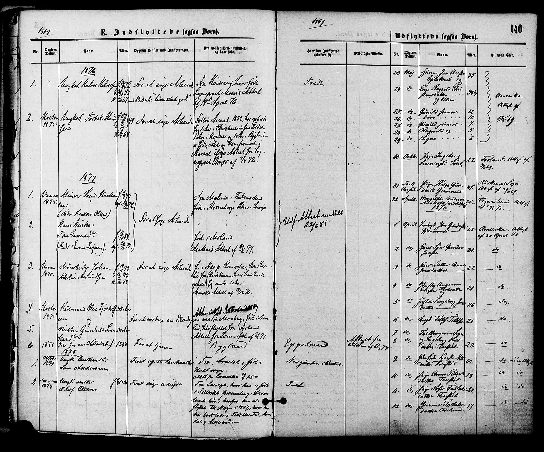 Åmli sokneprestkontor, AV/SAK-1111-0050/F/Fa/Fac/L0009: Parish register (official) no. A 9 /1, 1869-1884, p. 146