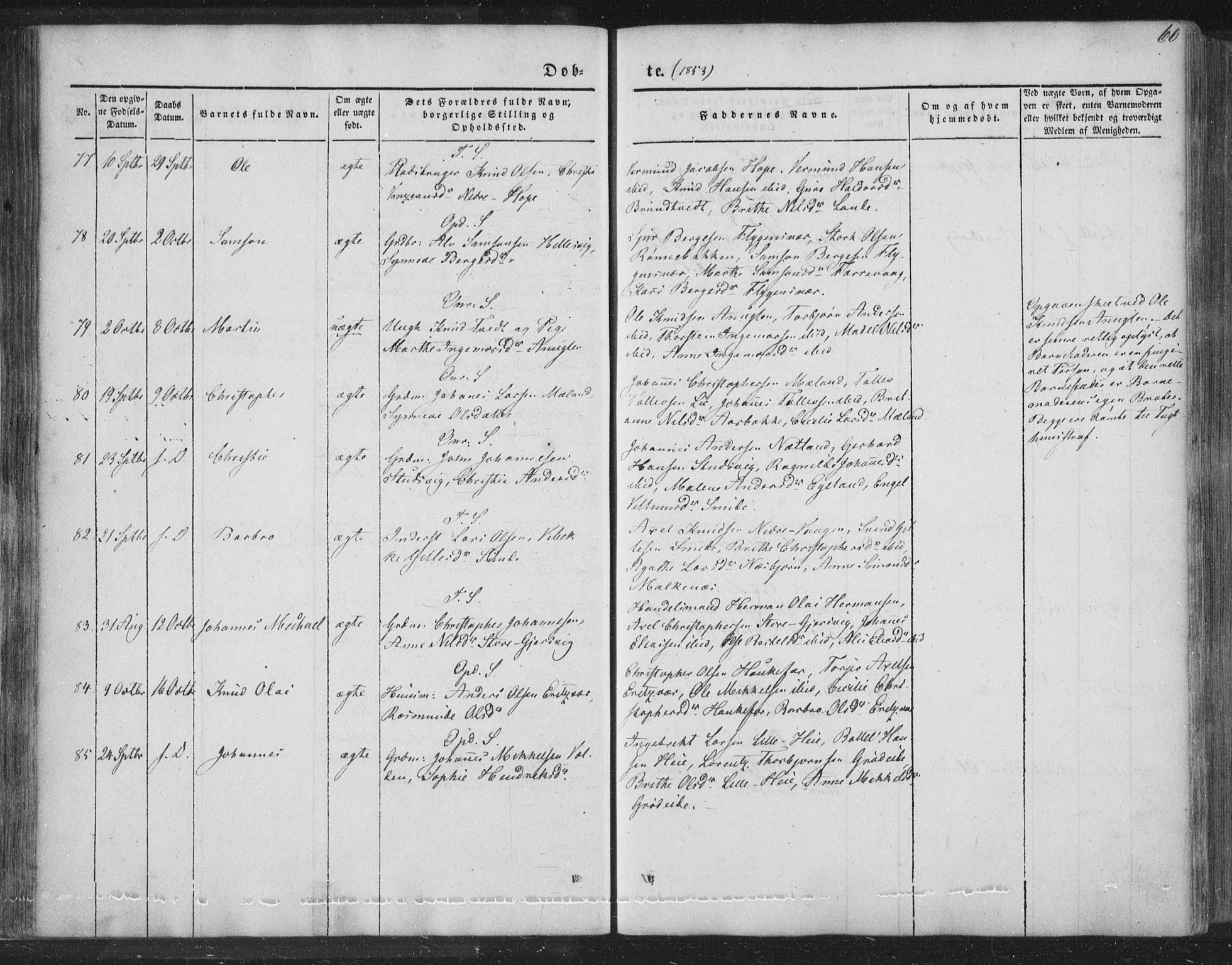 Tysnes sokneprestembete, AV/SAB-A-78601/H/Haa: Parish register (official) no. A 10, 1848-1859, p. 60