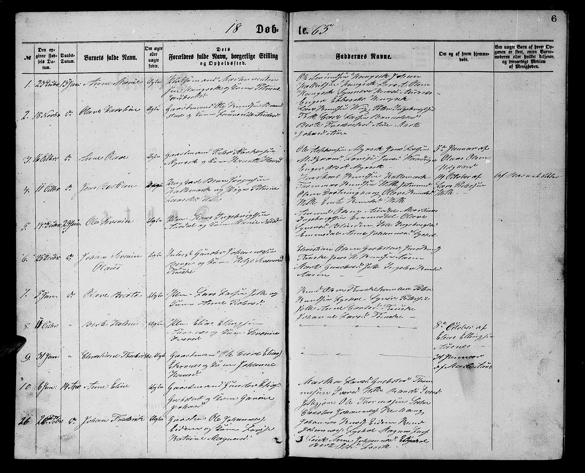 Ministerialprotokoller, klokkerbøker og fødselsregistre - Møre og Romsdal, AV/SAT-A-1454/523/L0338: Parish register (copy) no. 523C01, 1865-1877, p. 6