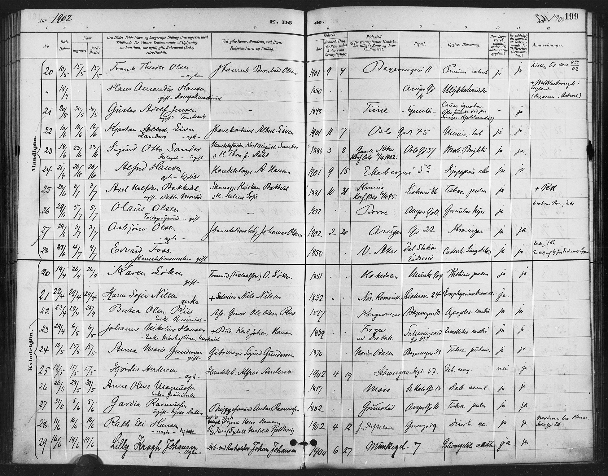 Gamlebyen prestekontor Kirkebøker, AV/SAO-A-10884/F/Fa/L0009: Parish register (official) no. 9, 1888-1909, p. 199