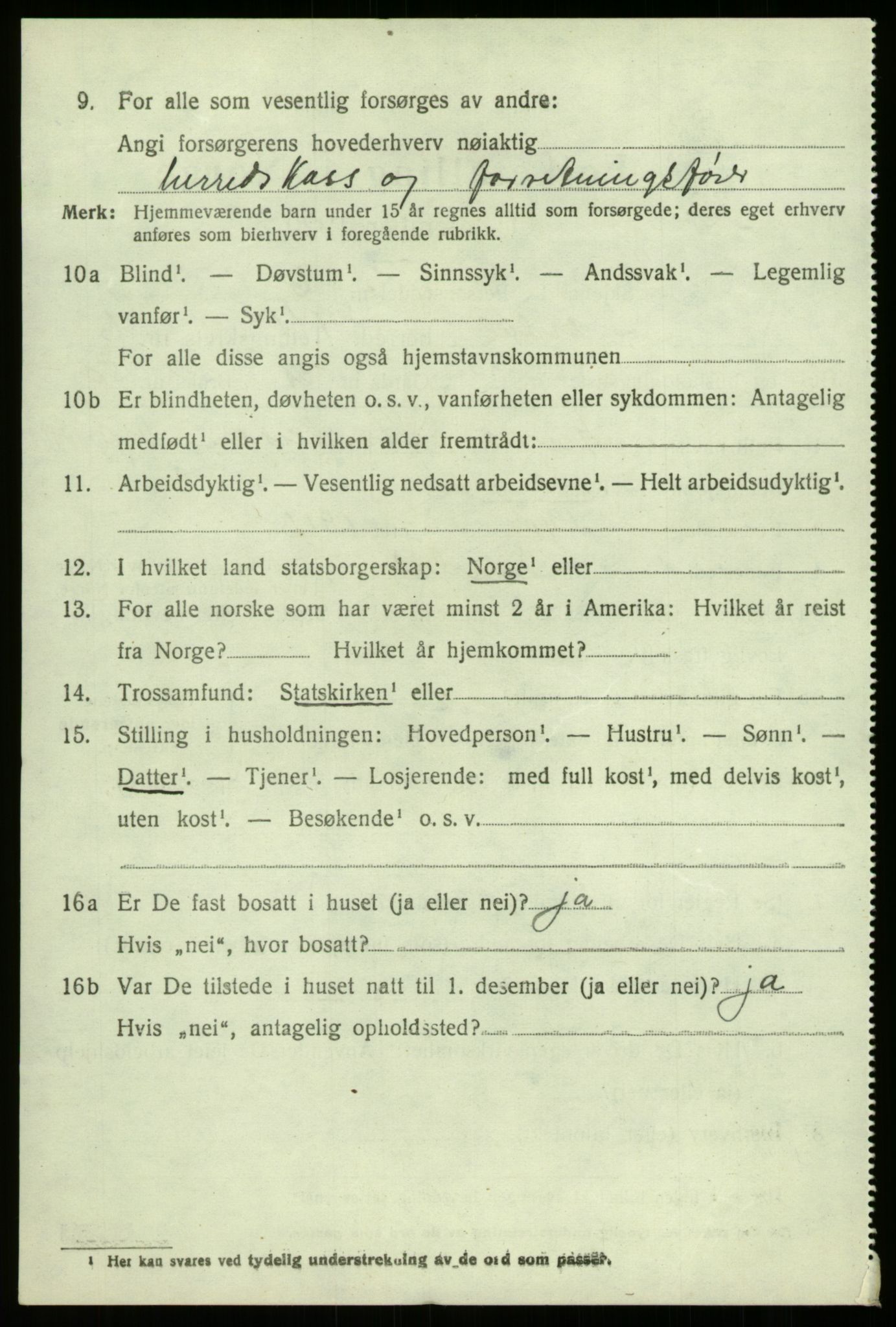 SAB, 1920 census for Lærdal, 1920, p. 3167