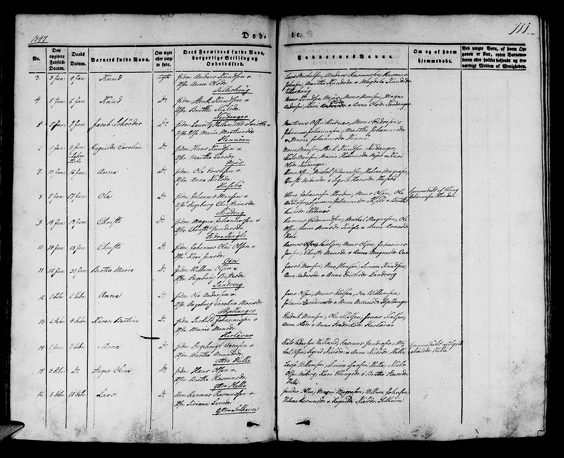 Manger sokneprestembete, AV/SAB-A-76801/H/Haa: Parish register (official) no. A 5, 1839-1848, p. 111