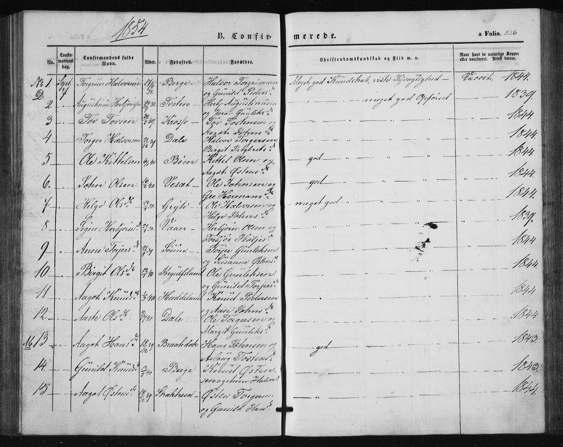 Tinn kirkebøker, SAKO/A-308/F/Fa/L0005: Parish register (official) no. I 5, 1844-1856, p. 226
