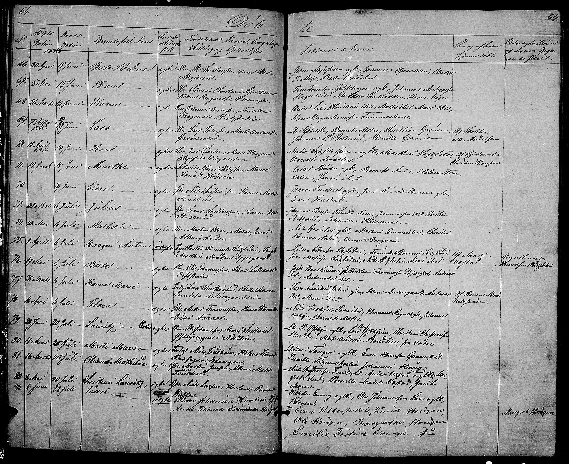 Østre Toten prestekontor, AV/SAH-PREST-104/H/Ha/Hab/L0003: Parish register (copy) no. 3, 1848-1857, p. 64