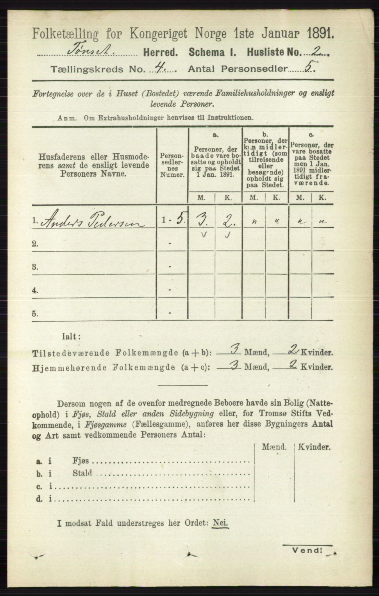 RA, 1891 census for 0437 Tynset, 1891, p. 732