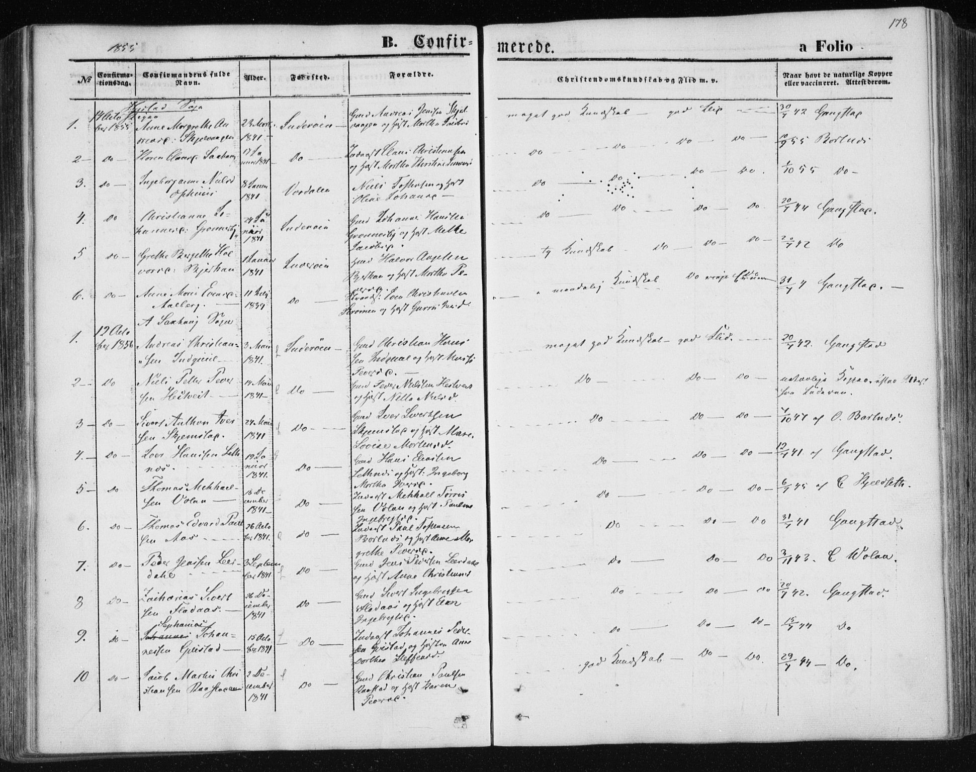 Ministerialprotokoller, klokkerbøker og fødselsregistre - Nord-Trøndelag, SAT/A-1458/730/L0283: Parish register (official) no. 730A08, 1855-1865, p. 178