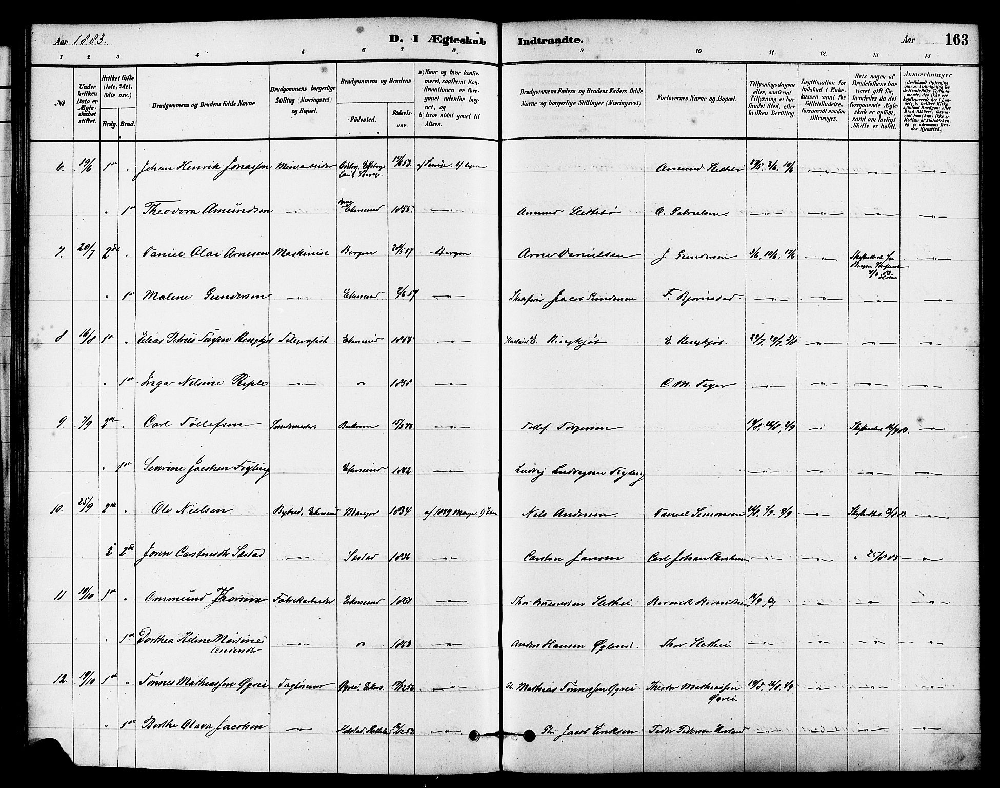 Eigersund sokneprestkontor, AV/SAST-A-101807/S08/L0015: Parish register (official) no. A 15, 1879-1892, p. 163