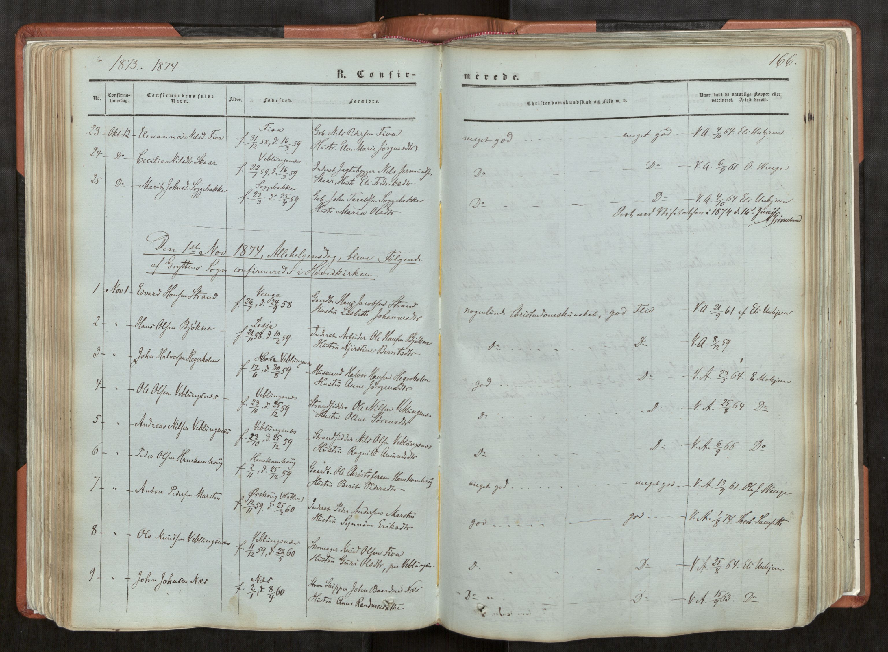 Ministerialprotokoller, klokkerbøker og fødselsregistre - Møre og Romsdal, SAT/A-1454/544/L0572: Parish register (official) no. 544A05, 1854-1886, p. 166