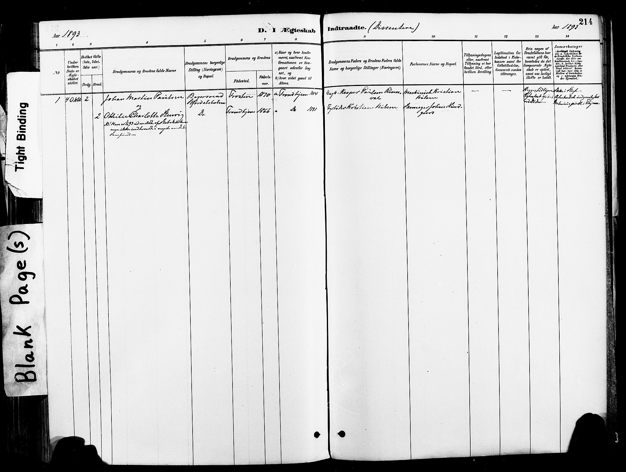 Ministerialprotokoller, klokkerbøker og fødselsregistre - Nord-Trøndelag, AV/SAT-A-1458/709/L0077: Parish register (official) no. 709A17, 1880-1895, p. 214