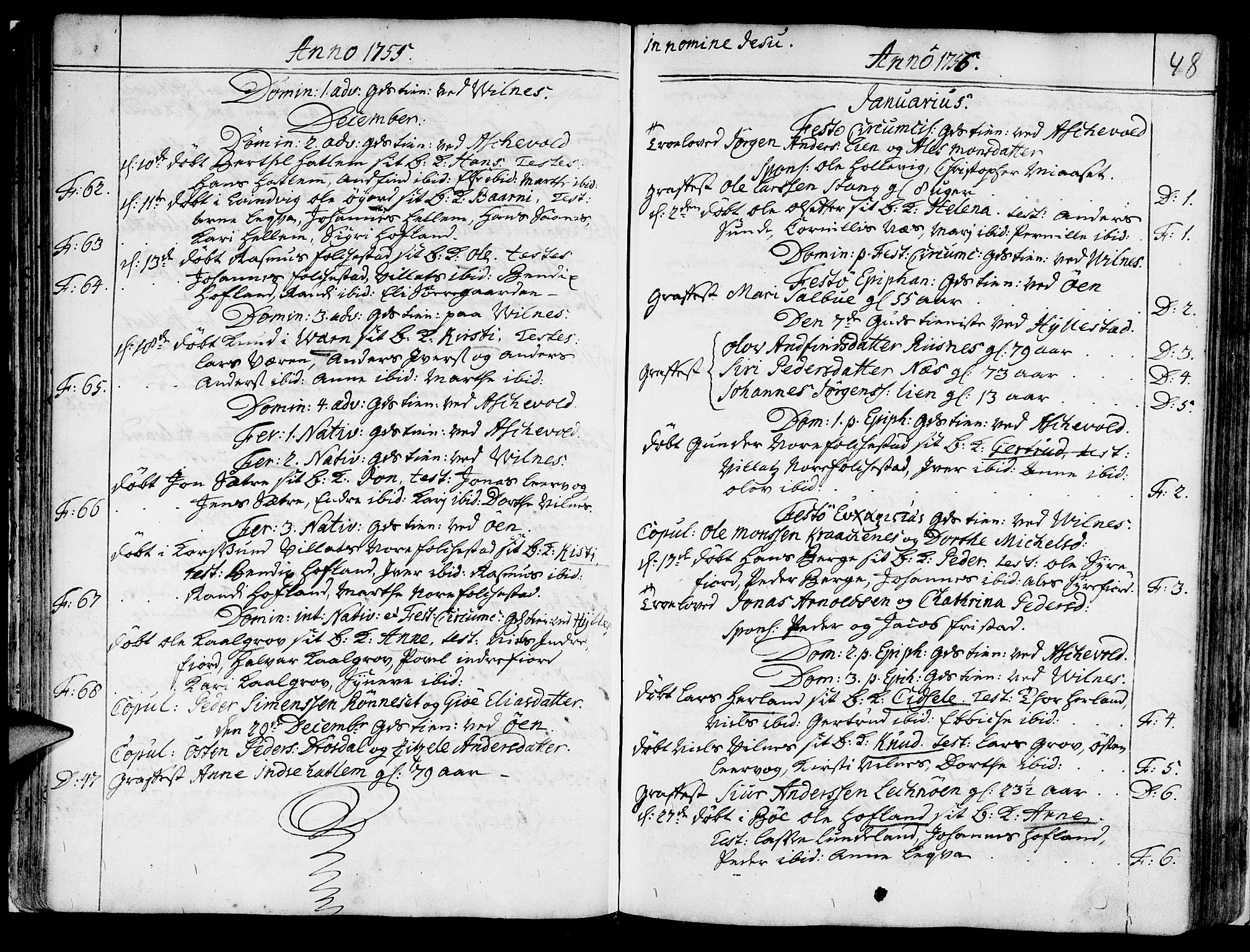 Askvoll sokneprestembete, SAB/A-79501/H/Haa/Haaa/L0008: Parish register (official) no. A 8, 1749-1775, p. 48