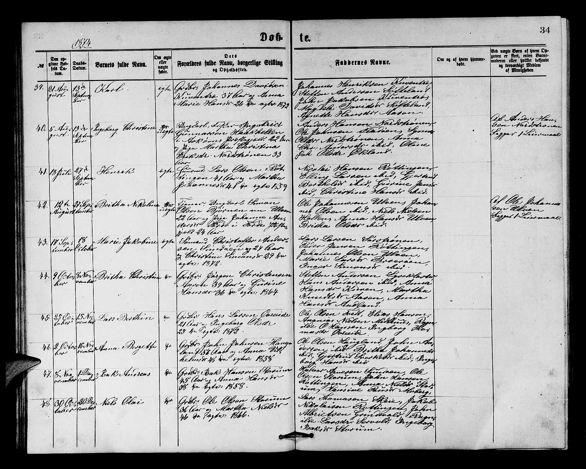 Os sokneprestembete, SAB/A-99929: Parish register (copy) no. A 1, 1869-1879, p. 34